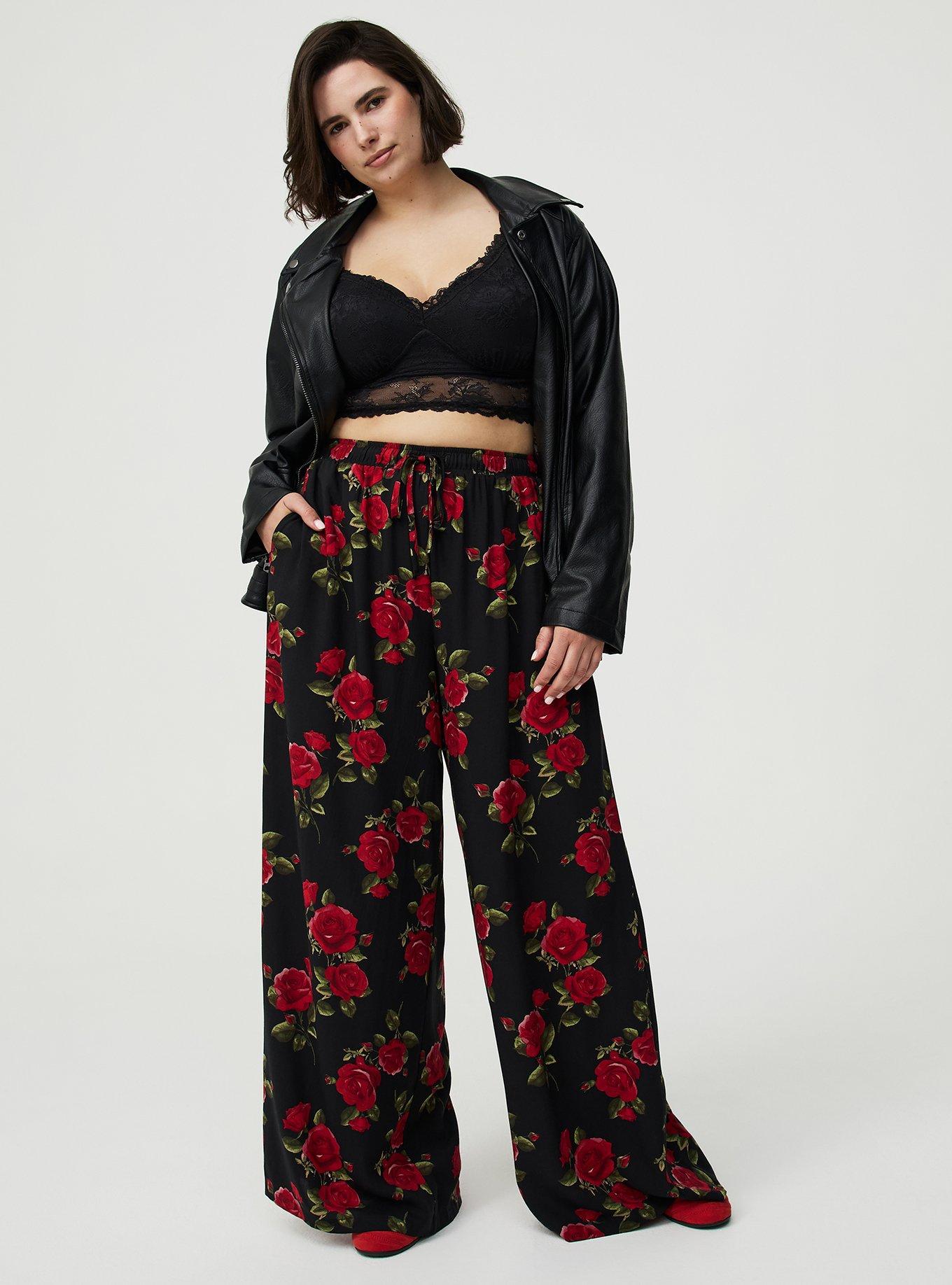 Wide Leg High-Rise Challis Pant, ENCORE ROSES FLORAL BLACK, alternate