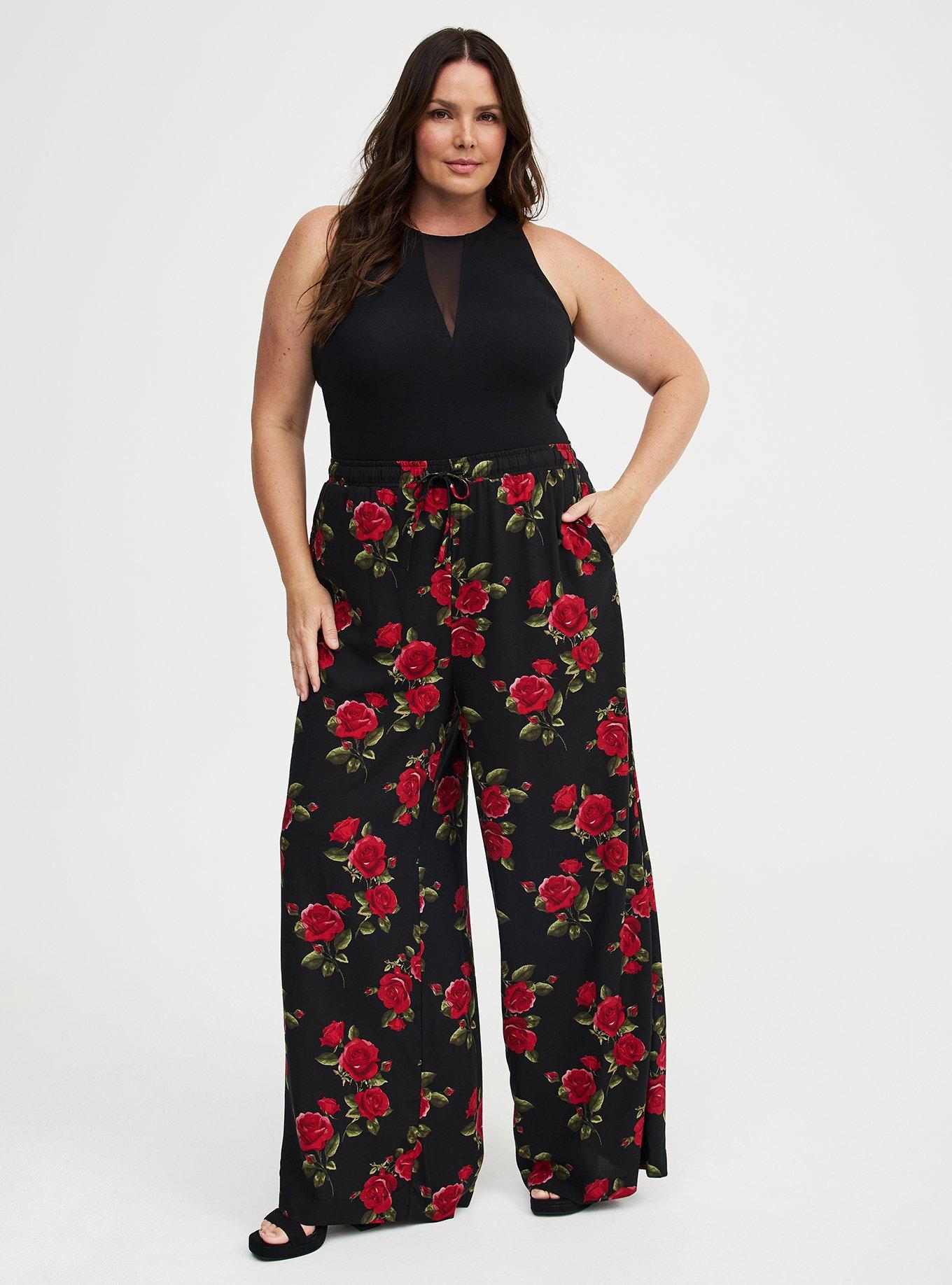 Wide Leg High-Rise Challis Pant