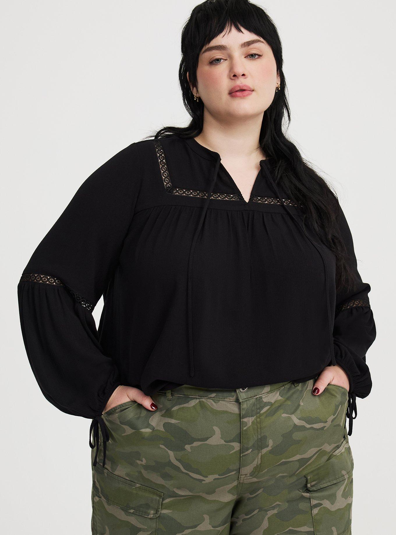Tie-Front Long-Sleeve Blouse