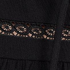 Tie-Front Long-Sleeve Blouse, DEEP BLACK, swatch