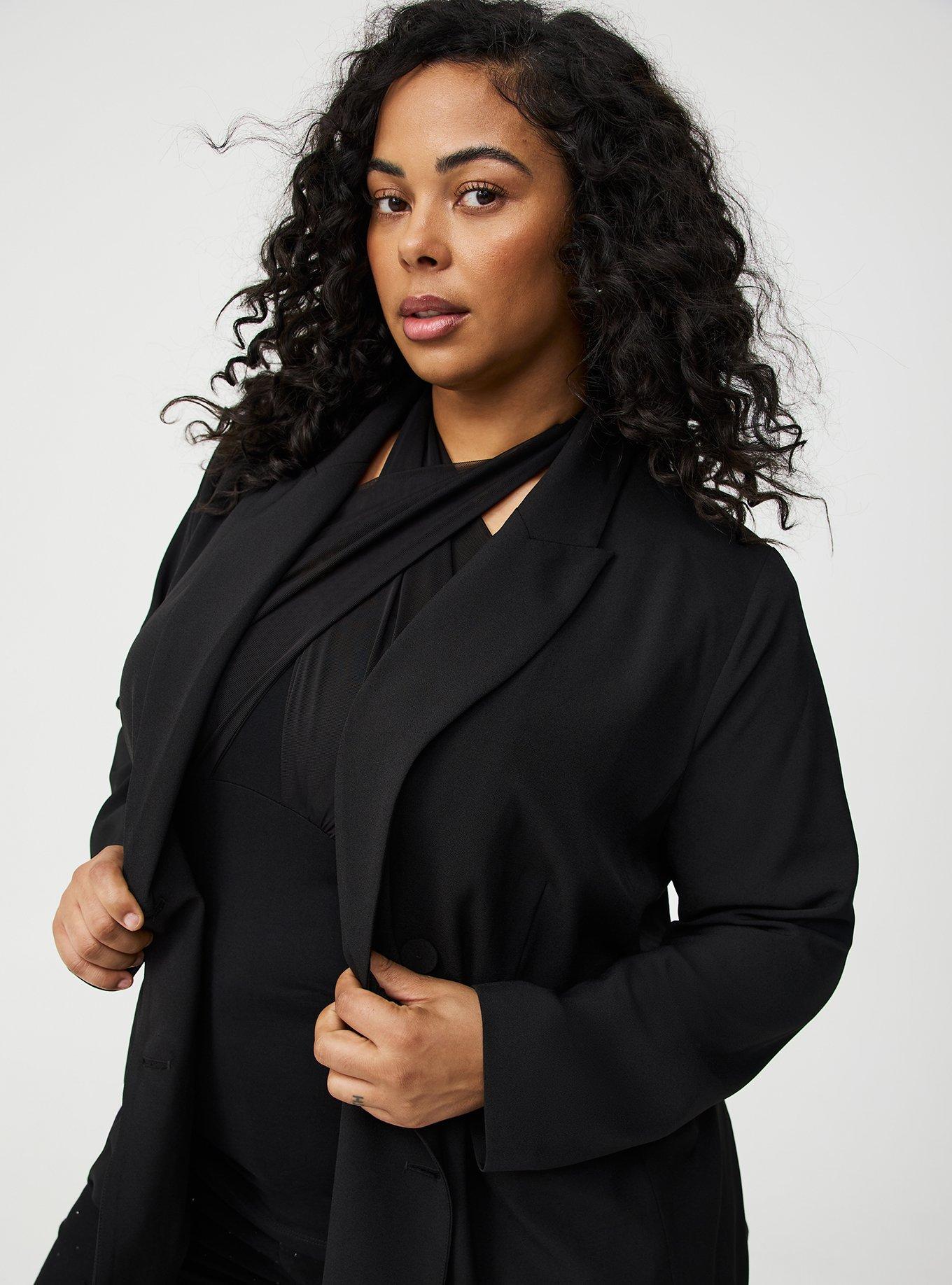 Relaxed Double-Breasted Crepe Blazer