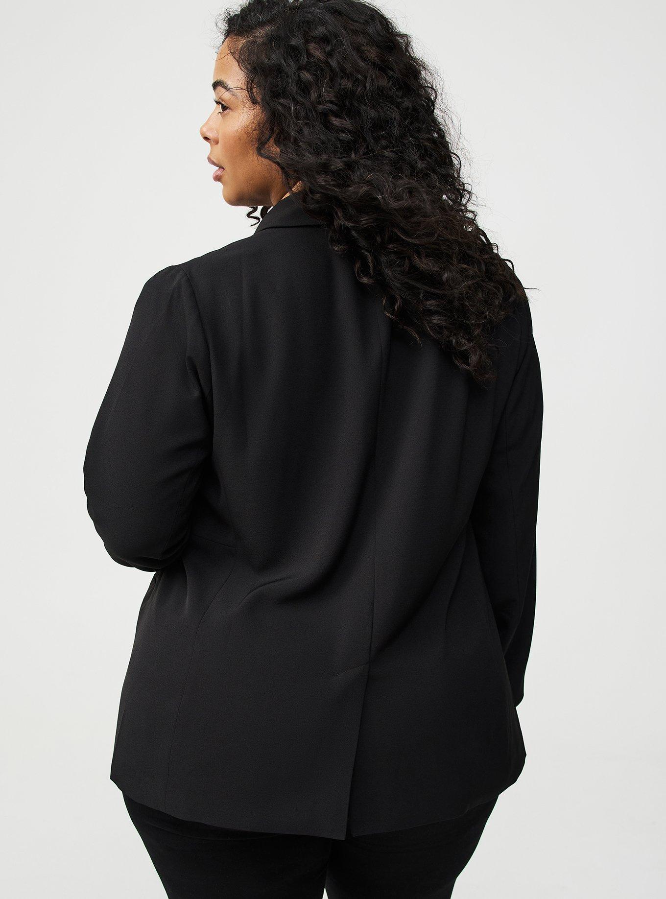 Relaxed Double-Breasted Crepe Blazer