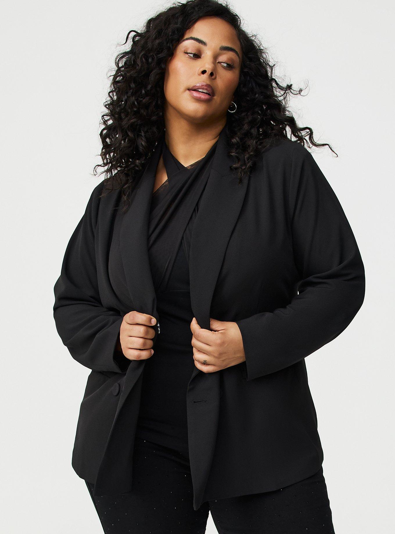 Relaxed Double-Breasted Crepe Blazer