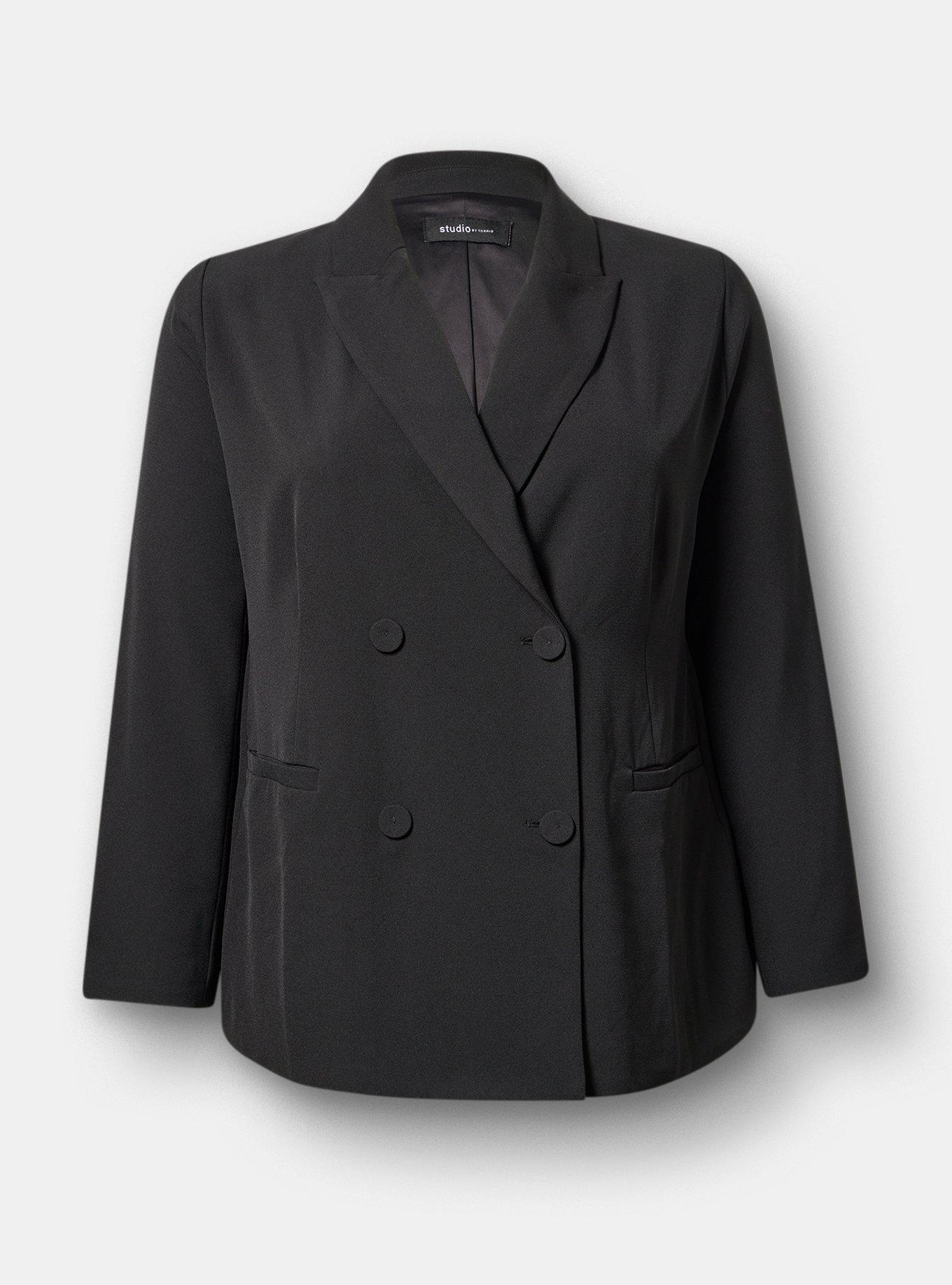 Relaxed Double-Breasted Crepe Blazer