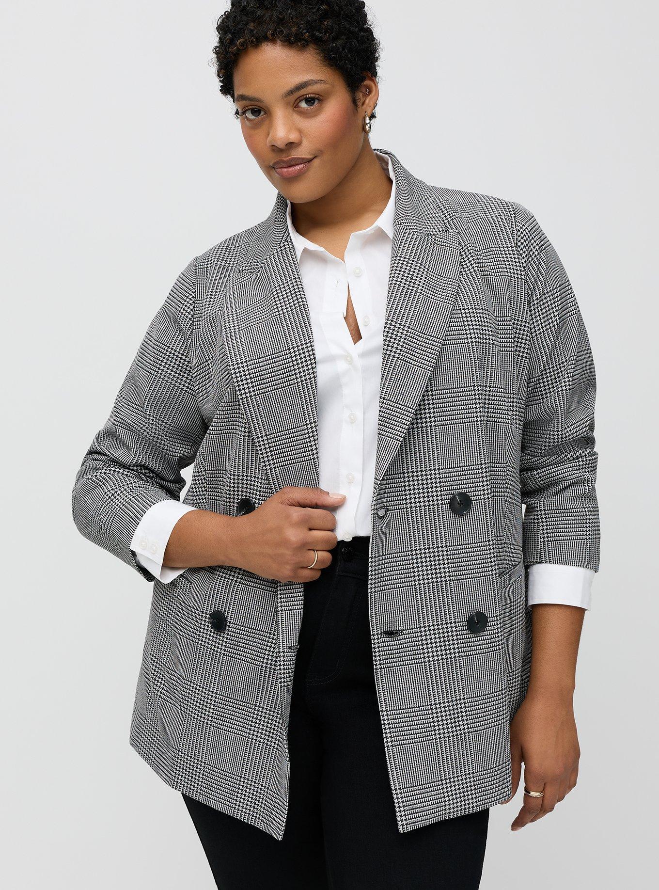 Plus Size - Relaxed Double-Breasted Crepe Blazer - Torrid