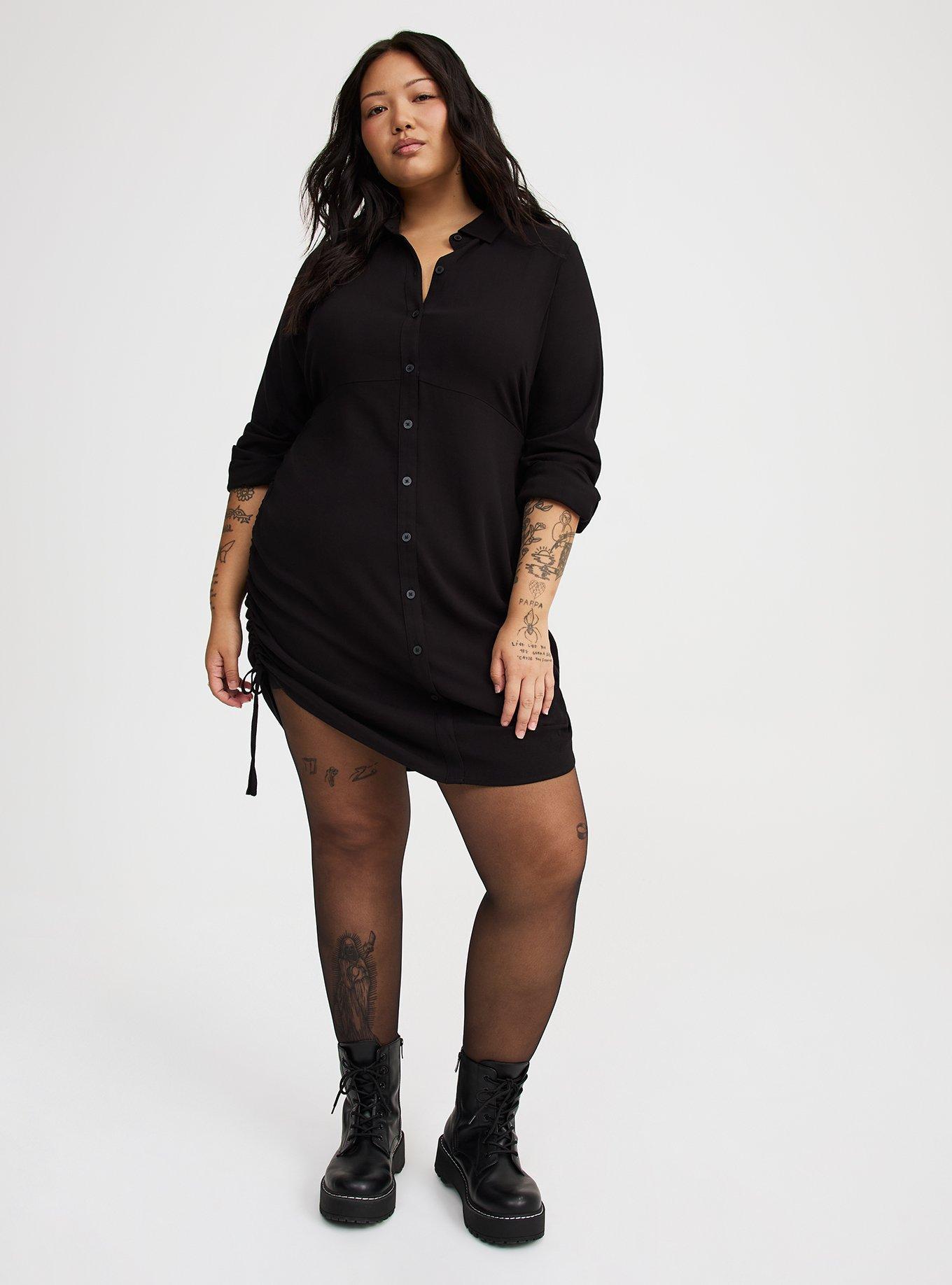 Plus Size - Button Front Ruched Dress - Torrid