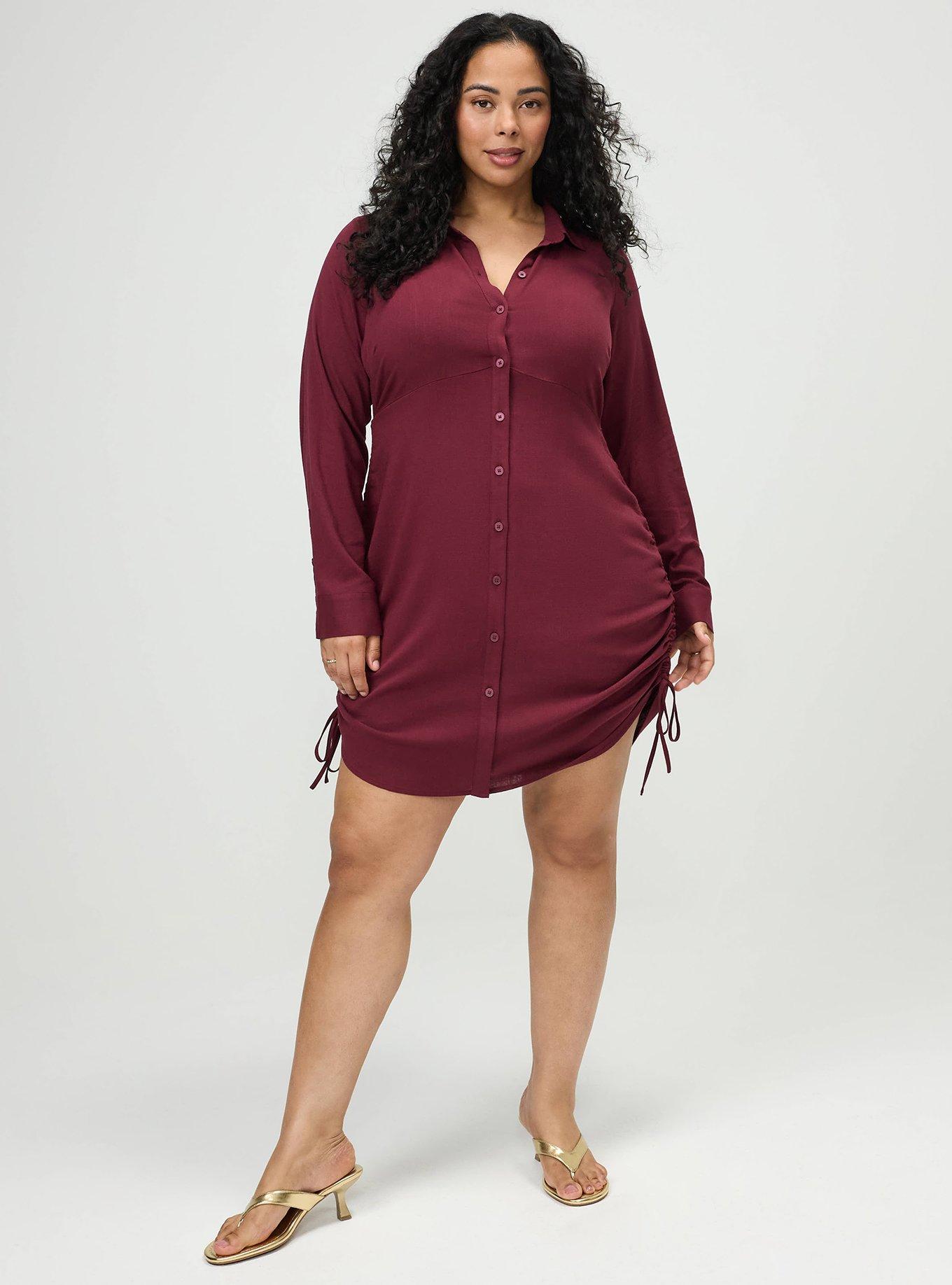 plus size ruched dress with sleeves Bright Green Ruched Front Puff Sleeve Plus Size Long Dress