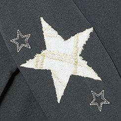 Relaxed Cozy Fleece Sweatshirt, PLACED STARS VINTAGE BLACK, swatch