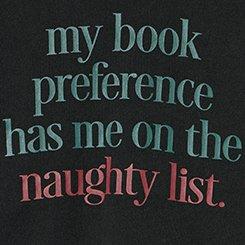 Relaxed Cozy Fleece Sweatshirt, NAUGHTY BOOK LIST DEEP BLACK, swatch