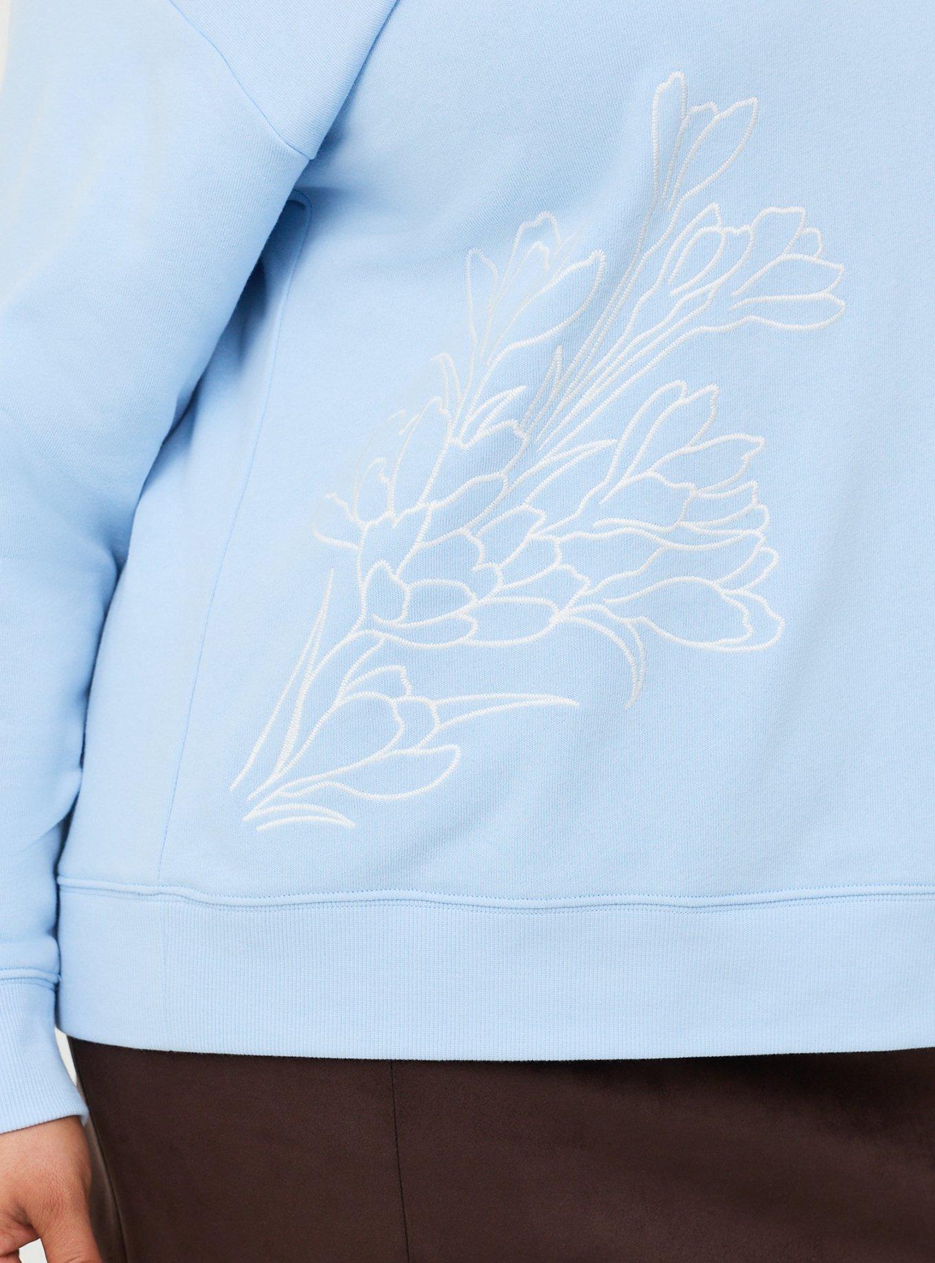 Relaxed Cozy Fleece Sweatshirt, CORCUS BIRDS CHAMBRAY BLUE, alternate