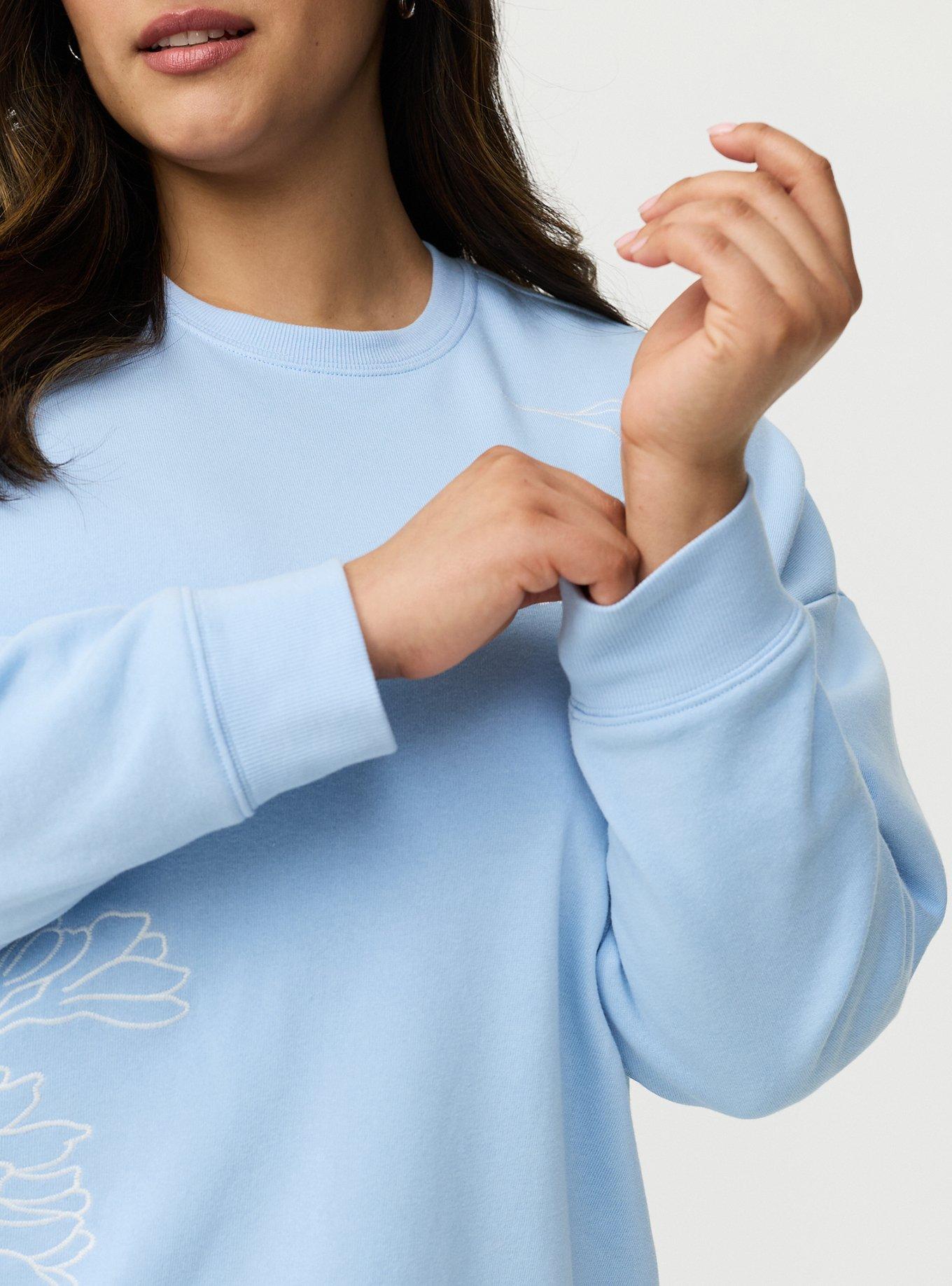 Relaxed Cozy Fleece Sweatshirt, CORCUS BIRDS CHAMBRAY BLUE, alternate