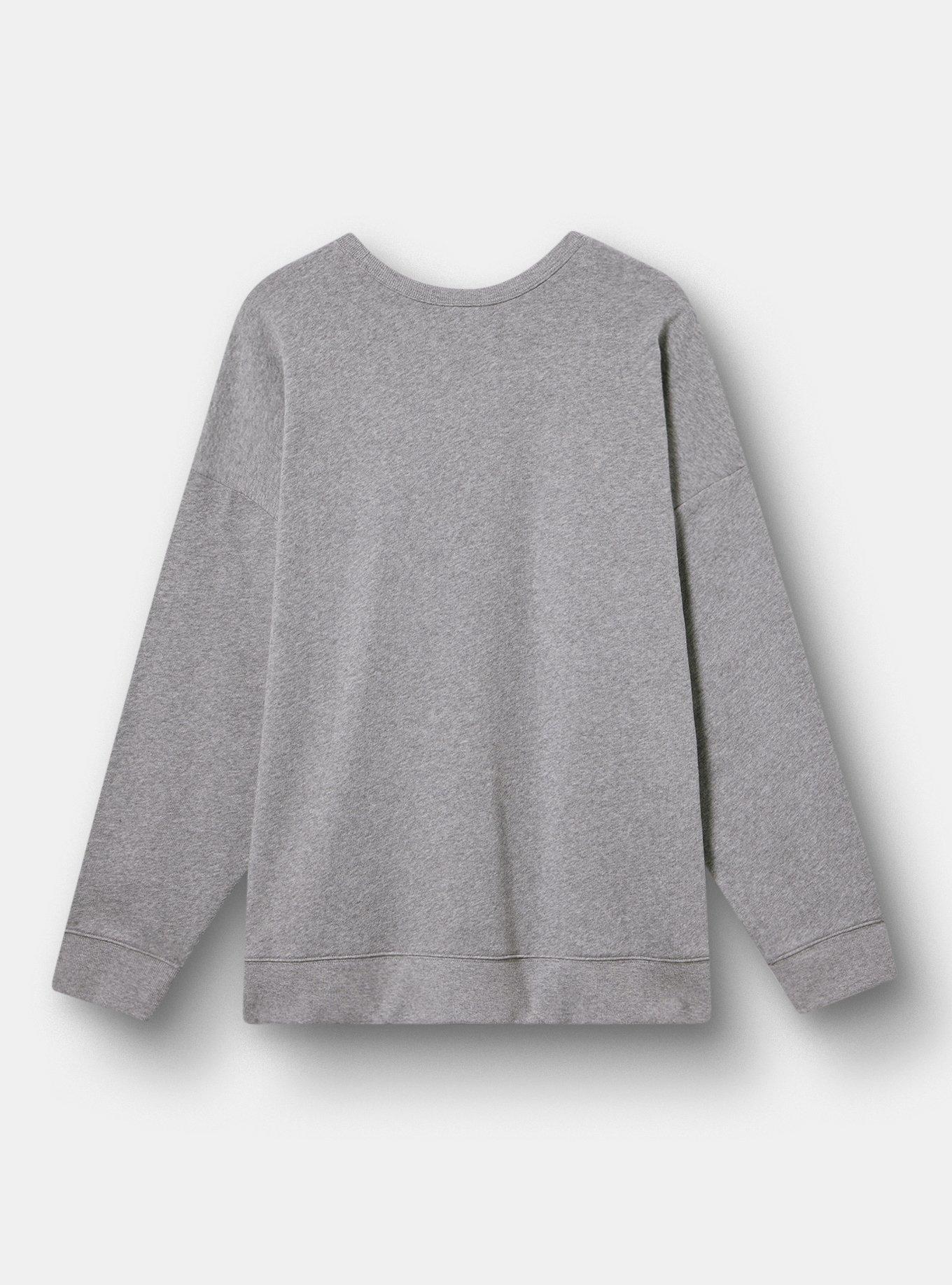 Relaxed Cozy Fleece Sweatshirt, FLOWER LOVERS MEDIUM HEATHER GREY, alternate