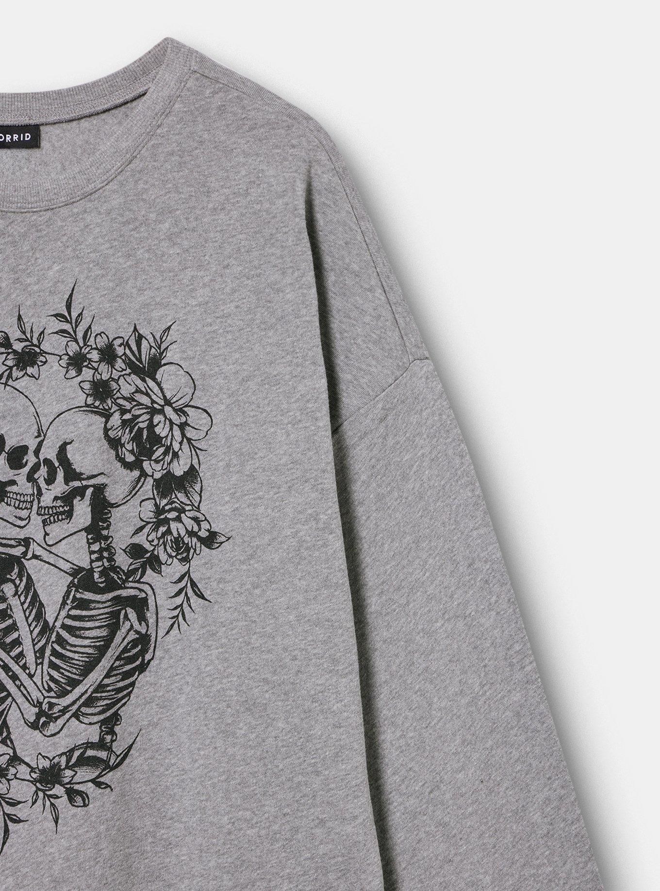 Relaxed Cozy Fleece Sweatshirt, FLOWER LOVERS MEDIUM HEATHER GREY, alternate