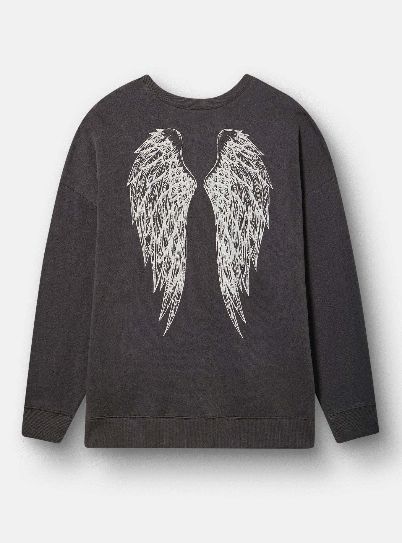 Relaxed Cozy Fleece Sweatshirt, SKETCH WINGS OBSIDIAN, alternate