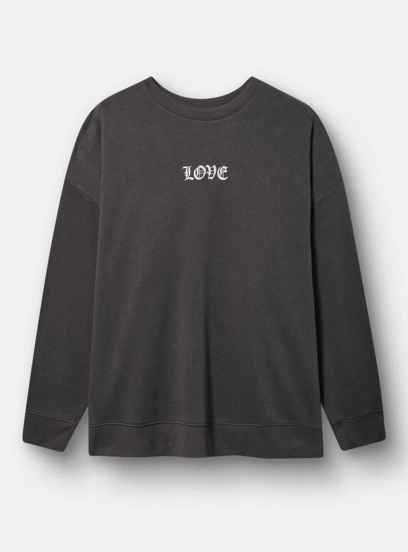 Relaxed Cozy Fleece Sweatshirt, SKETCH WINGS OBSIDIAN, hi-res