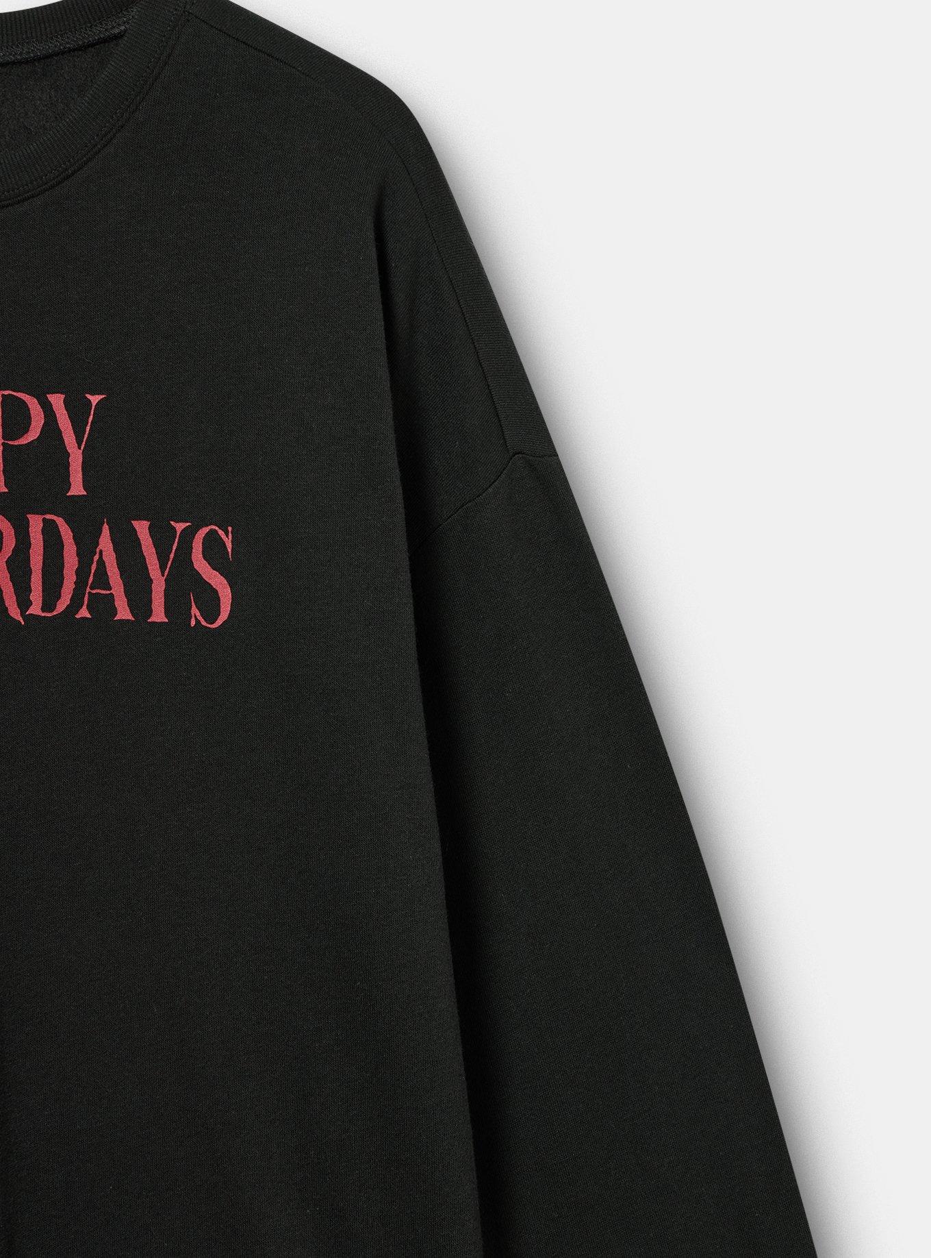 Relaxed Cozy Fleece Sweatshirt, HAPPY HORRORDAYS DEEP BLACK, alternate