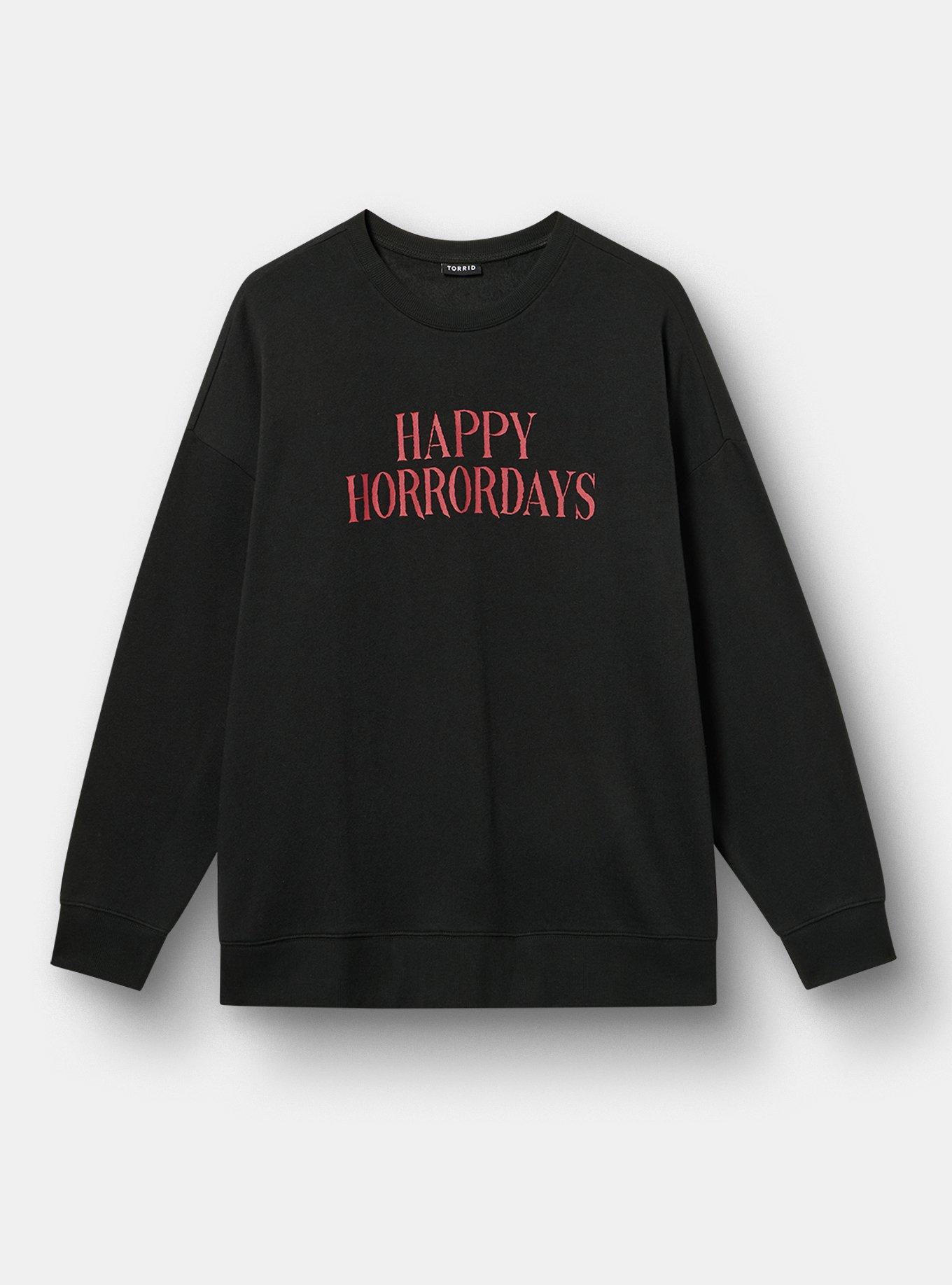 Relaxed Cozy Fleece Sweatshirt, HAPPY HORRORDAYS DEEP BLACK, hi-res