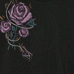 Plus Size Cozy Fleece Crew Drop Shoulder Sweatshirt, FLAMING ROSE DEEP BLACK, swatch