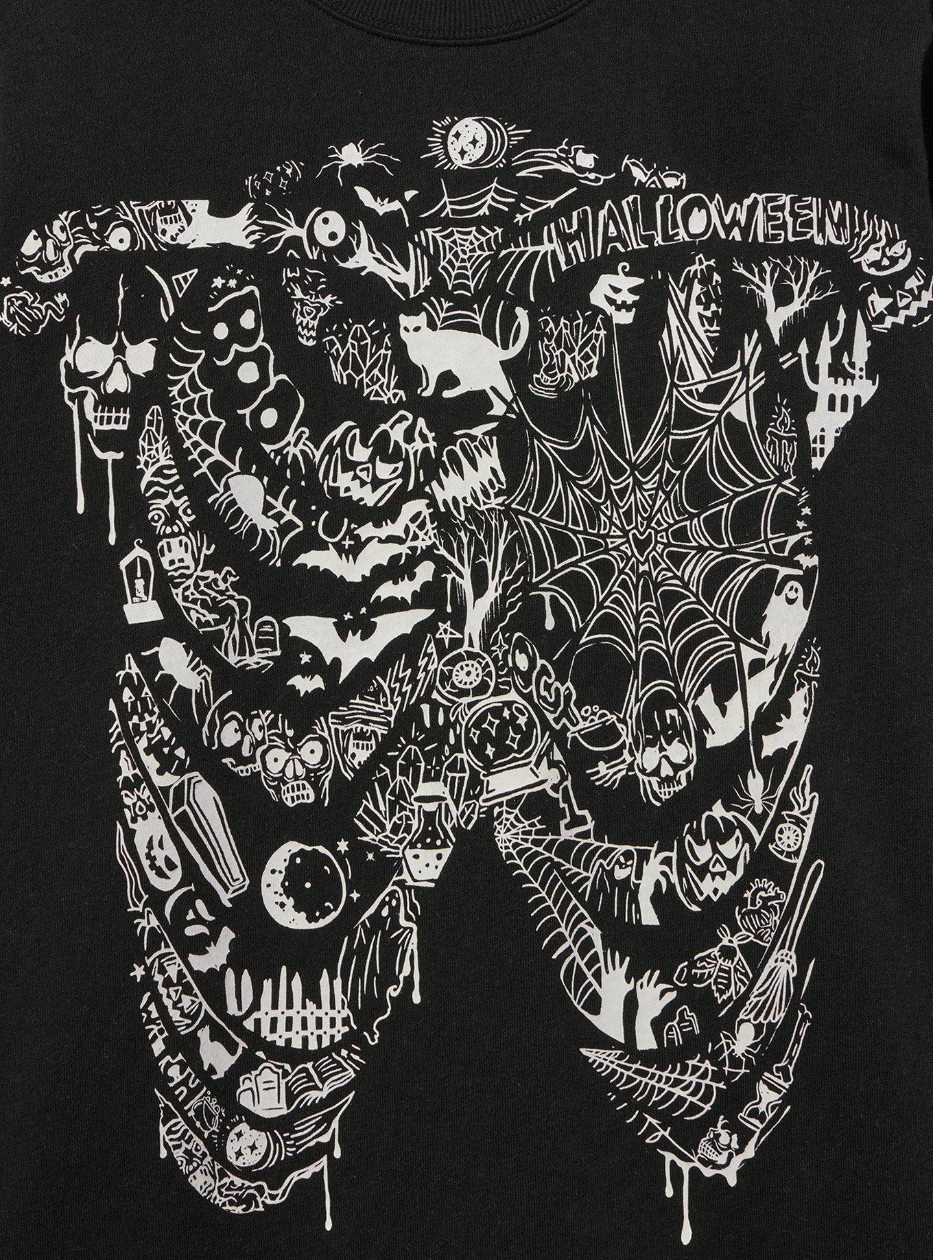 Relaxed Cozy Fleece Sweatshirt, TATTOO BONES DEEP BLACK, alternate