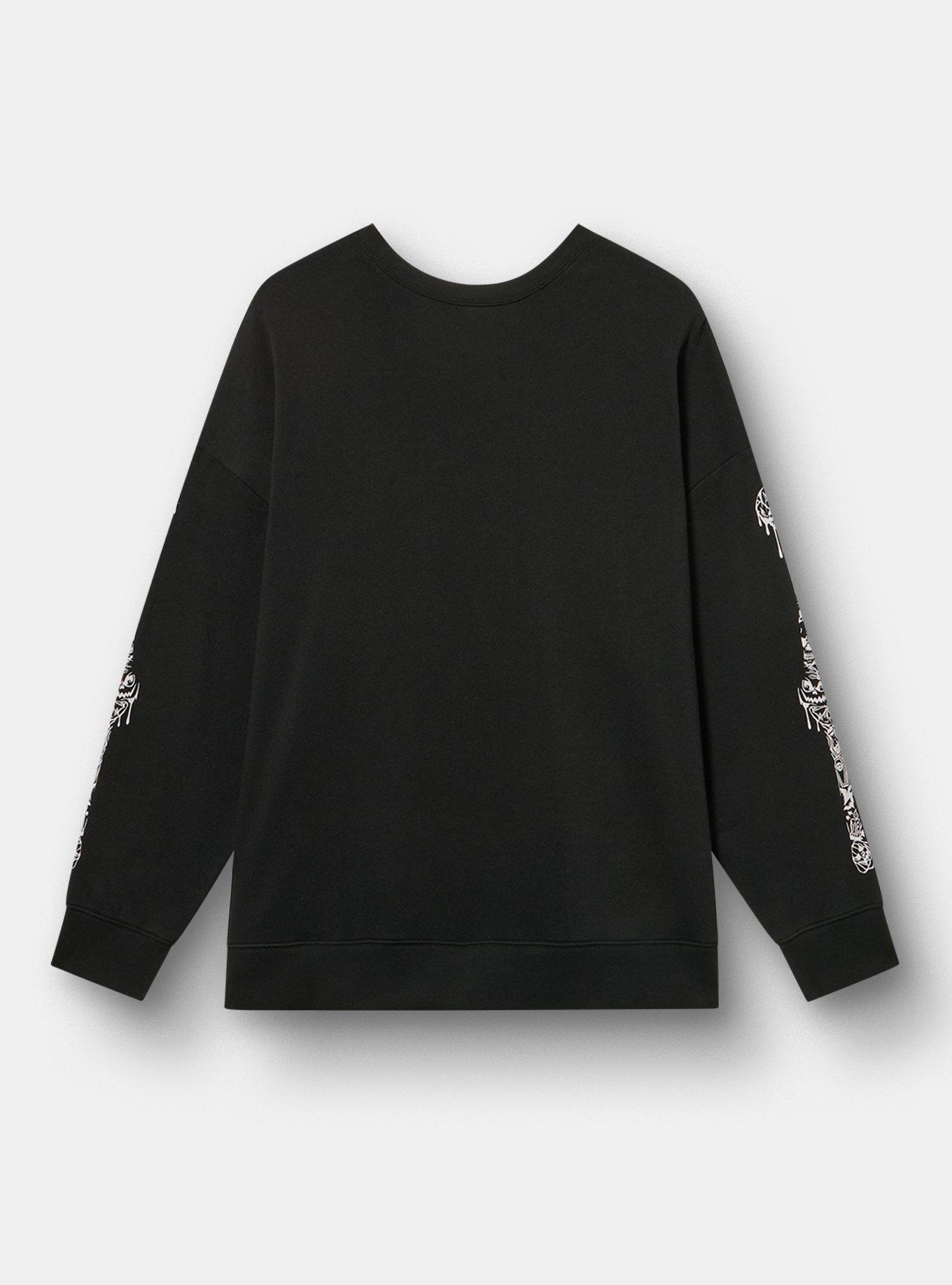 Relaxed Cozy Fleece Sweatshirt, TATTOO BONES DEEP BLACK, alternate