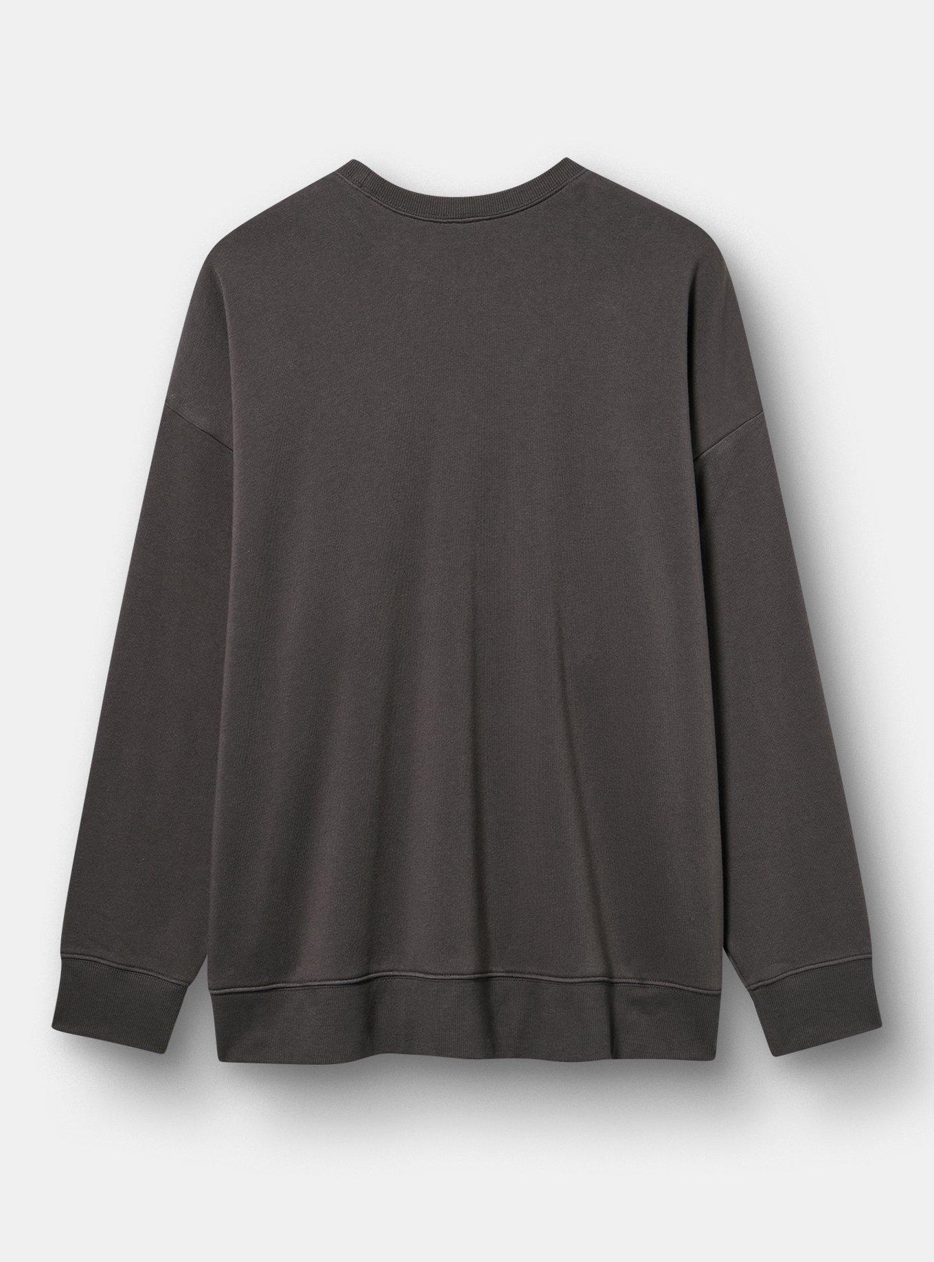 Cozy Fleece Crew Drop Shoulder Sweatshirt, SWIRL SKULL VINTAGE BLACK, alternate