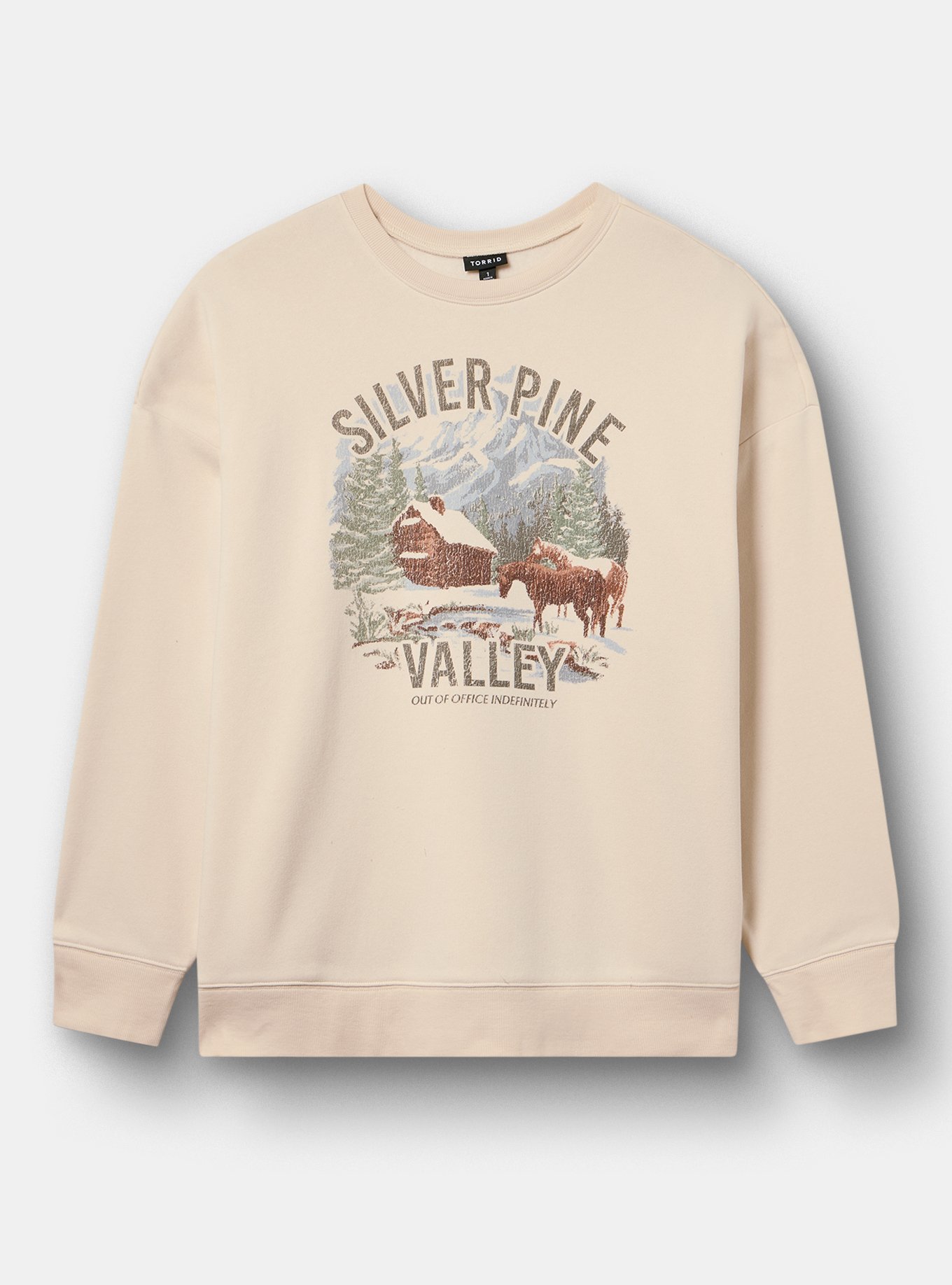 Cozy Fleece Crew Drop Shoulder Sweatshirt, WINTER DESTINATION SCENE WHITECAP GRAY, alternate