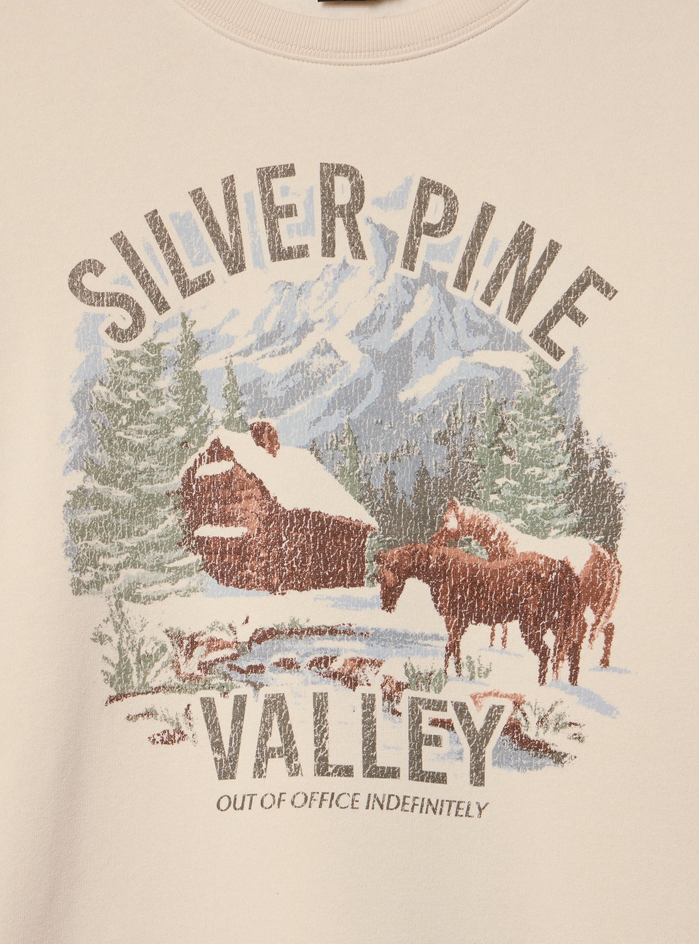 Cozy Fleece Crew Drop Shoulder Sweatshirt, WINTER DESTINATION SCENE WHITECAP GRAY, alternate