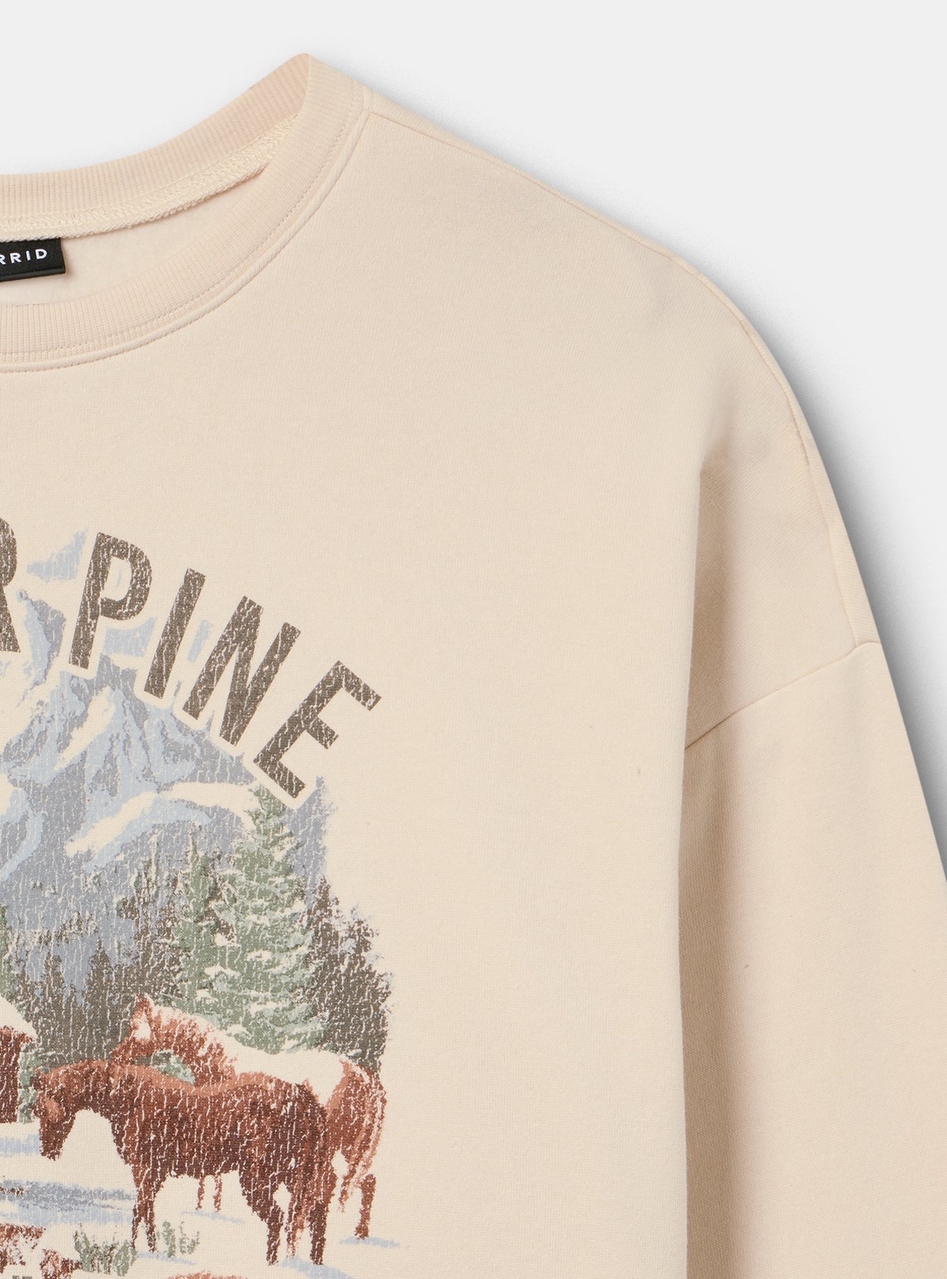 Cozy Fleece Crew Drop Shoulder Sweatshirt, WINTER DESTINATION SCENE WHITECAP GRAY, alternate