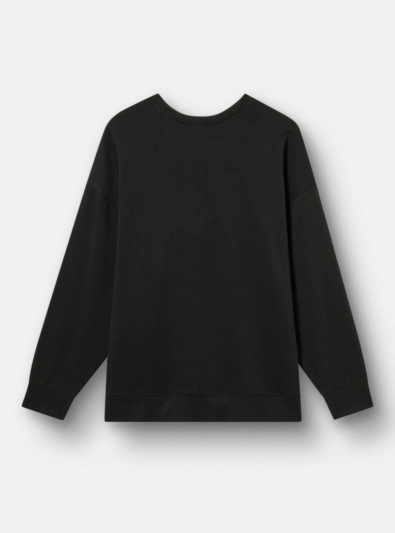 Cozy Fleece Crew Drop Shoulder Sweatshirt, OCCULT CELESTIAL MOTH DEEP BLACK, alternate
