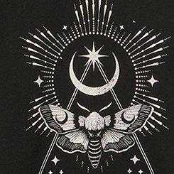 Cozy Fleece Crew Drop Shoulder Sweatshirt, OCCULT CELESTIAL MOTH DEEP BLACK, swatch