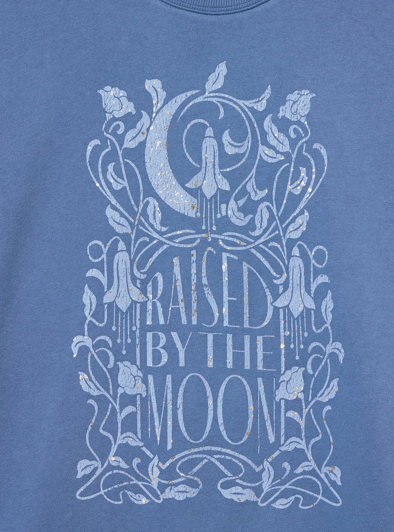 Cozy Fleece Crew Drop Shoulder Sweatshirt, ART NOUVEAU RAISED BY THE MOON BLUE HORIZON, alternate