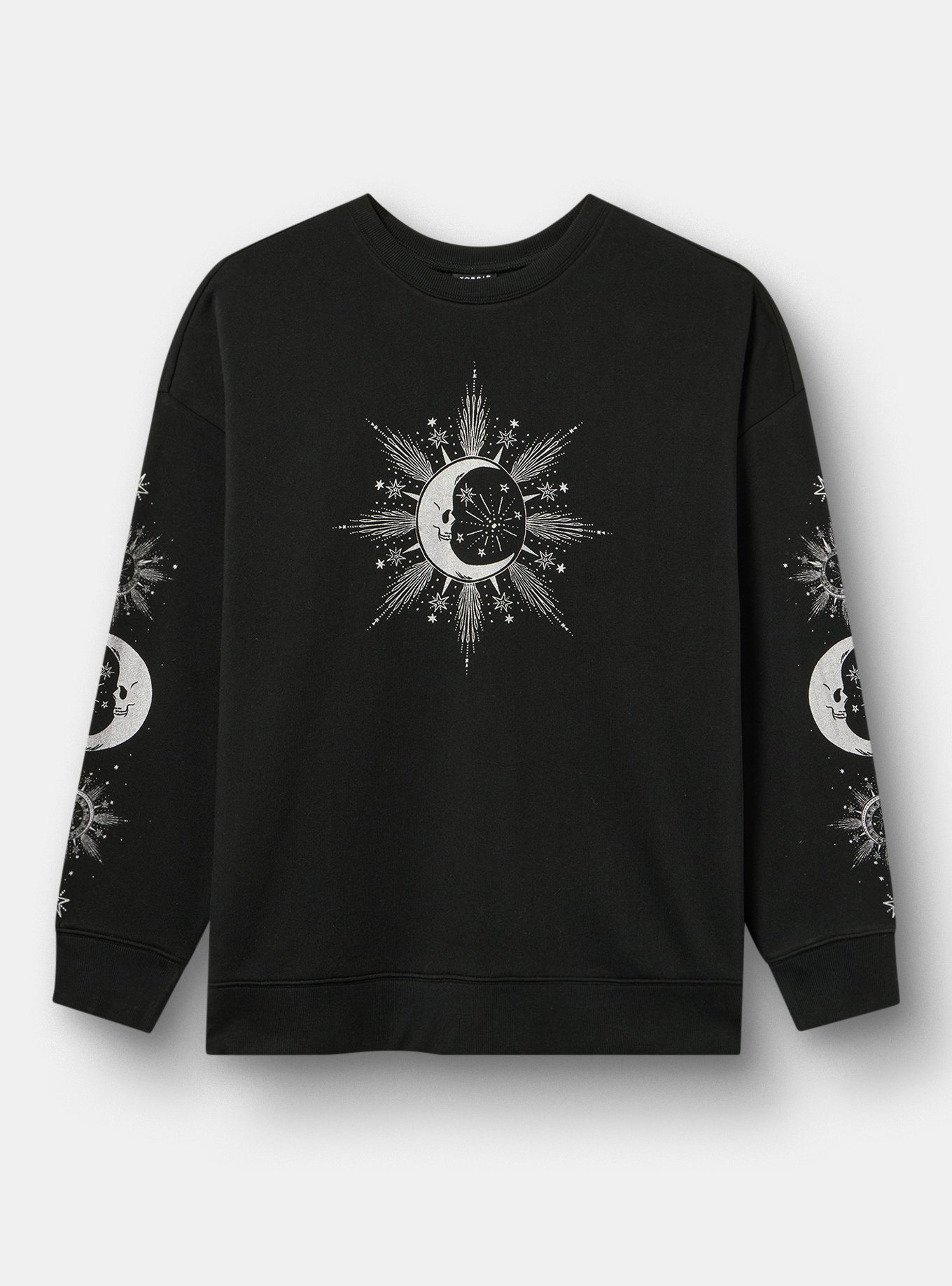 Cozy Fleece Drop Shoulder Crew Sweatshirt, STELLAR MOON DEEP BLACK, hi-res
