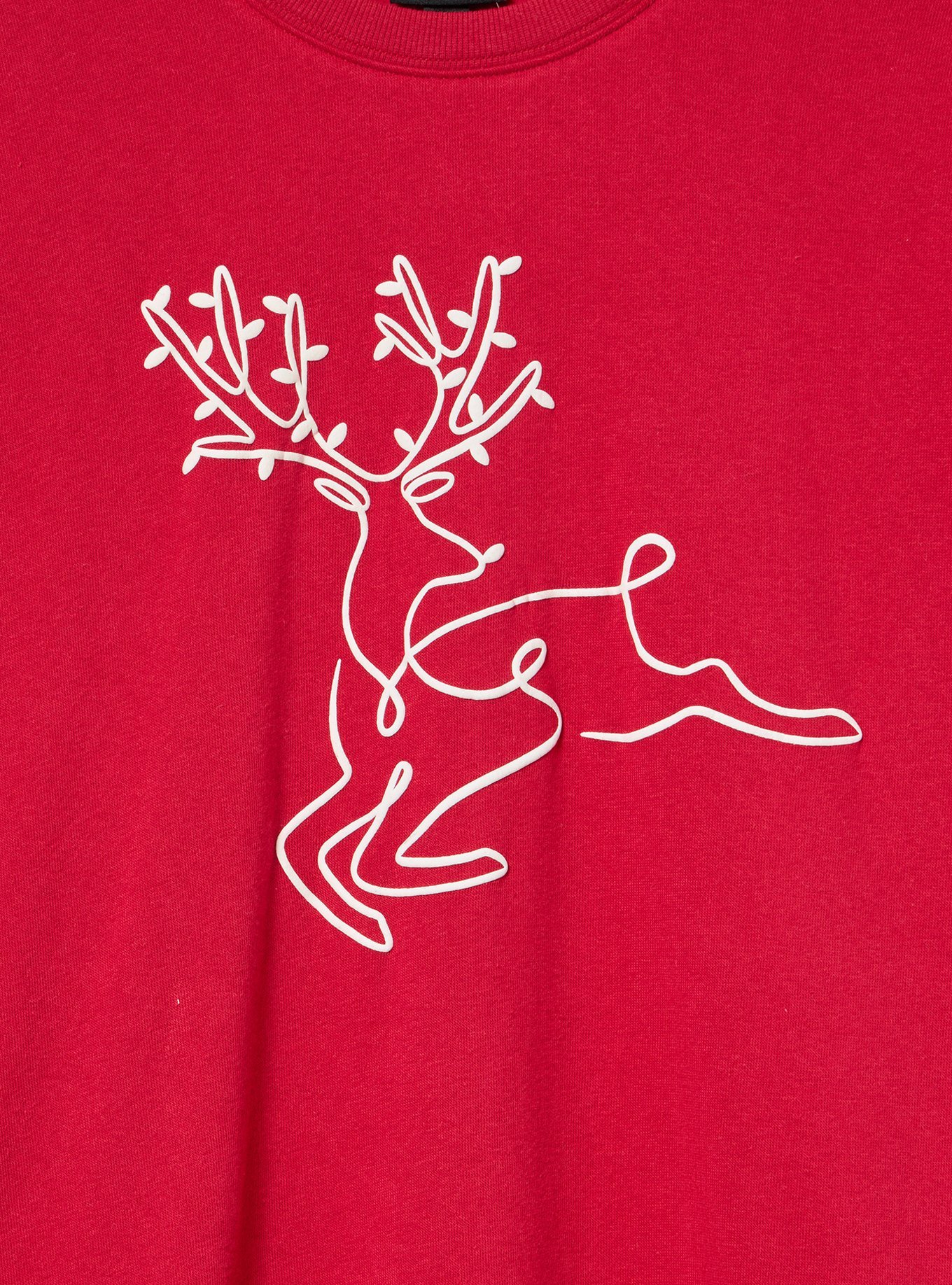 Cozy Fleece Crew Drop Shoulder Sweatshirt, SINGLE LINE REINDEER JESTER RED, alternate