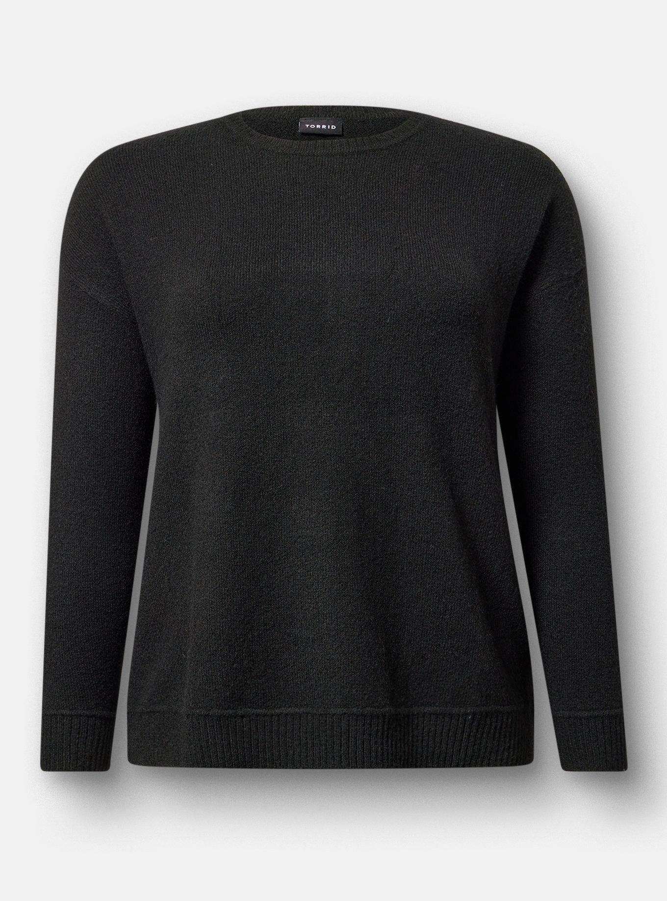 Vegan Cashmere Pullover Sweater, BLACK, hi-res