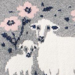 Vegan Cashmere Pullover Sweater, FLORAL SHEEP HEATHER GREY, swatch