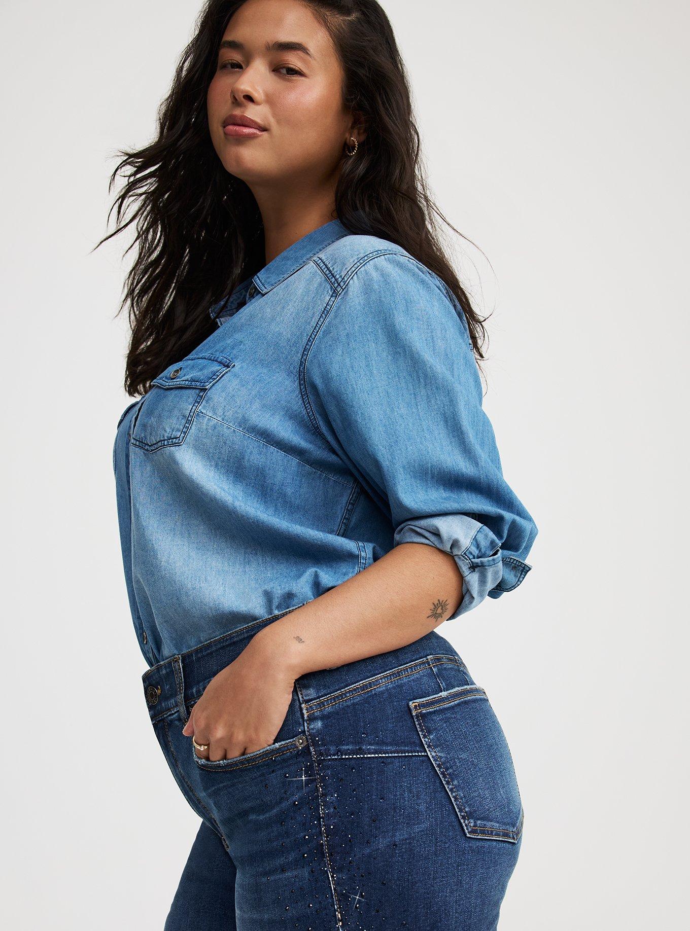 Bombshell High-Rise Rhinestones Straight Jean