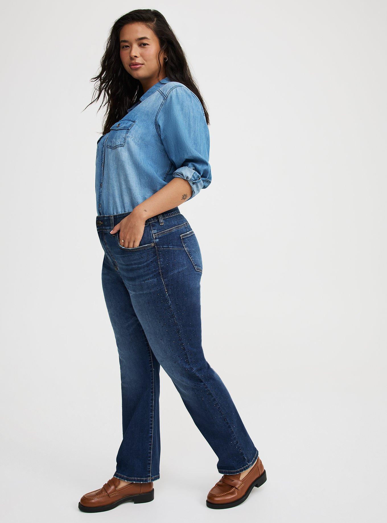 Bombshell High-Rise Rhinestones Straight Jean