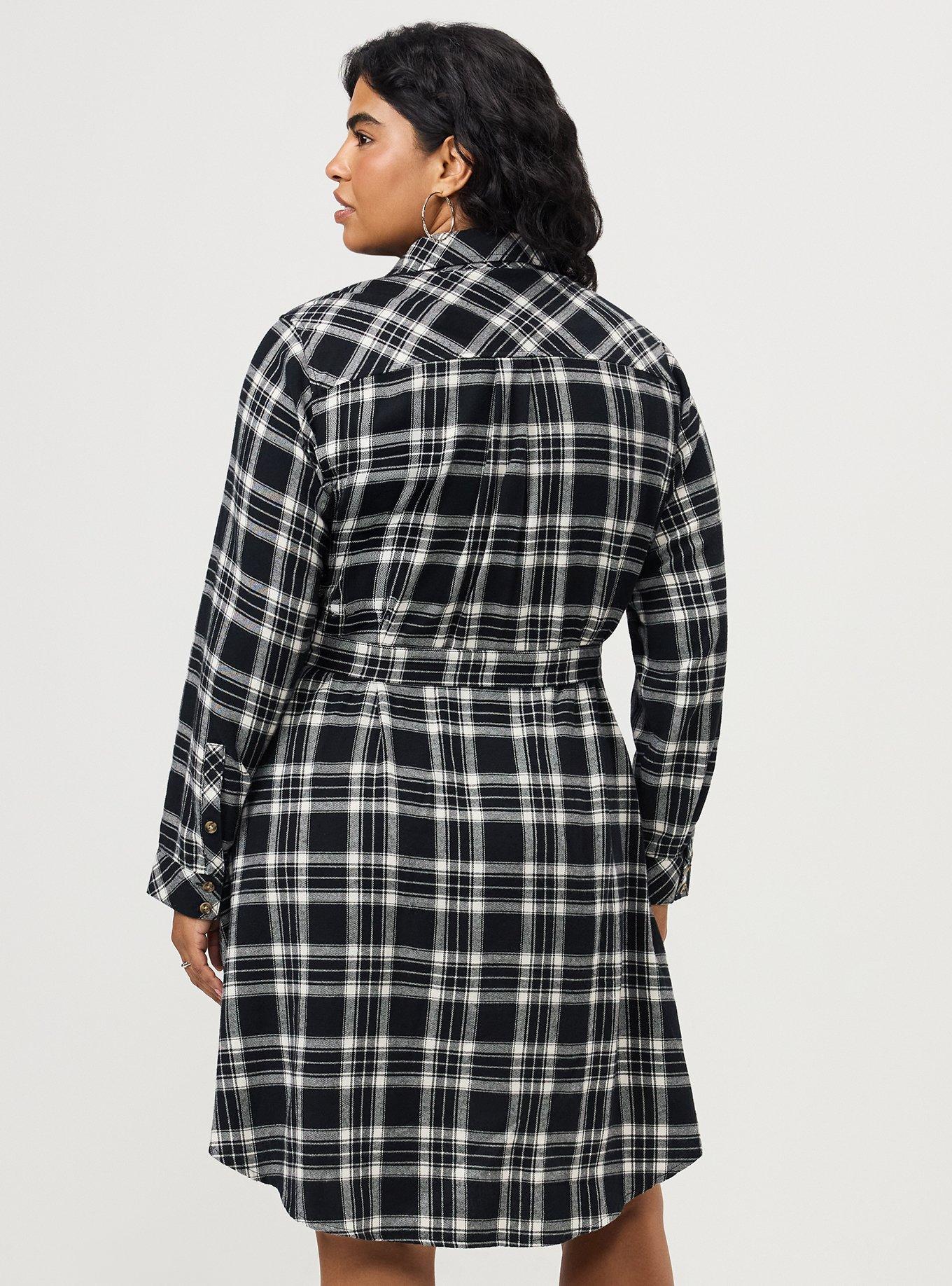 Flannel Shirt Dress, HARRIET PLAID BLACK, alternate