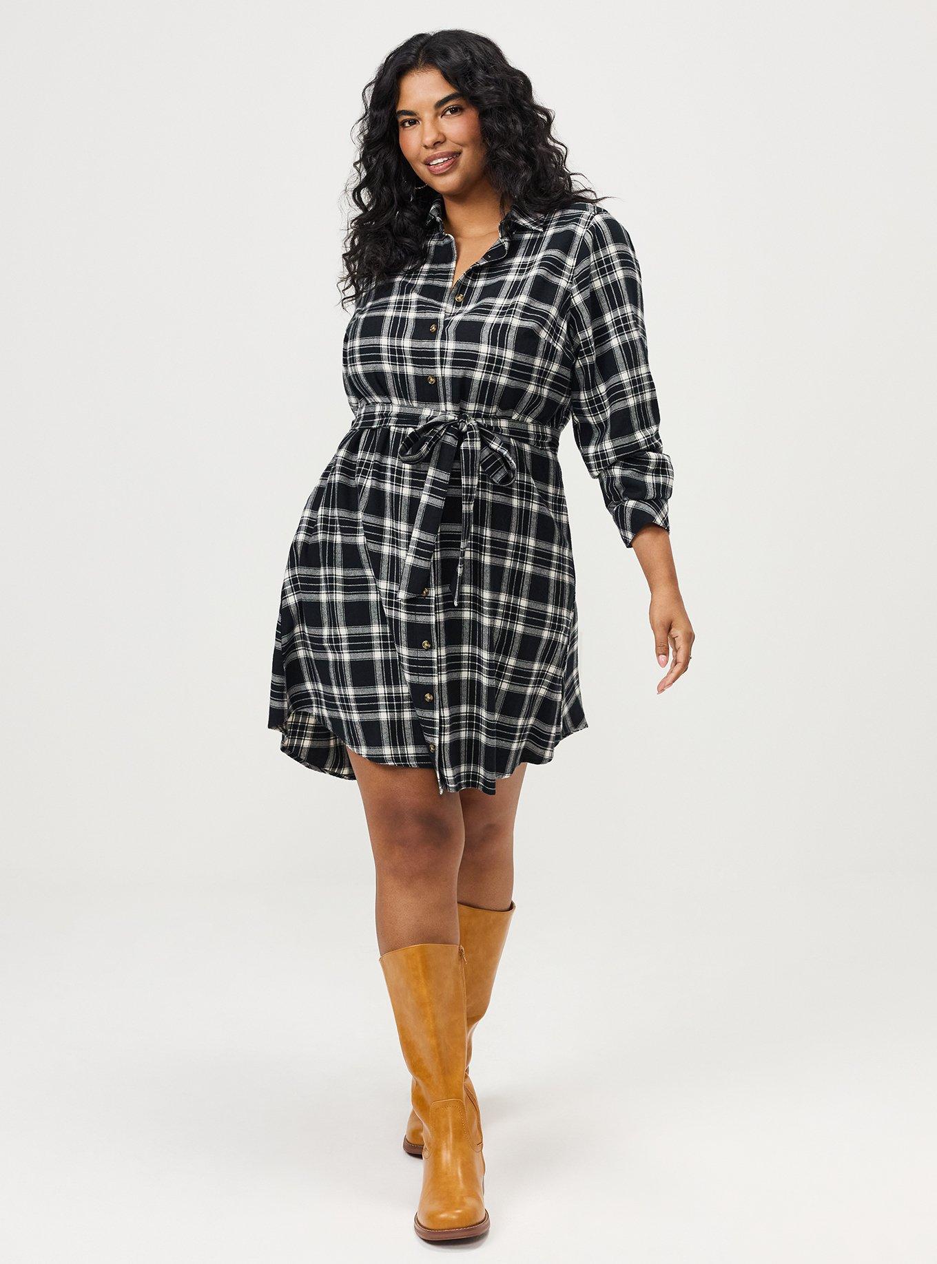 Flannel Shirt Dress, HARRIET PLAID BLACK, alternate