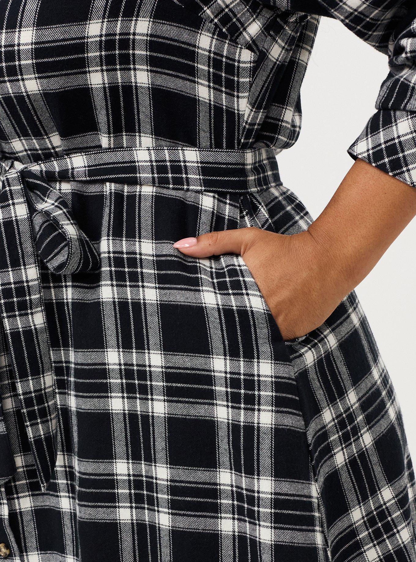Flannel Shirt Dress, HARRIET PLAID BLACK, alternate