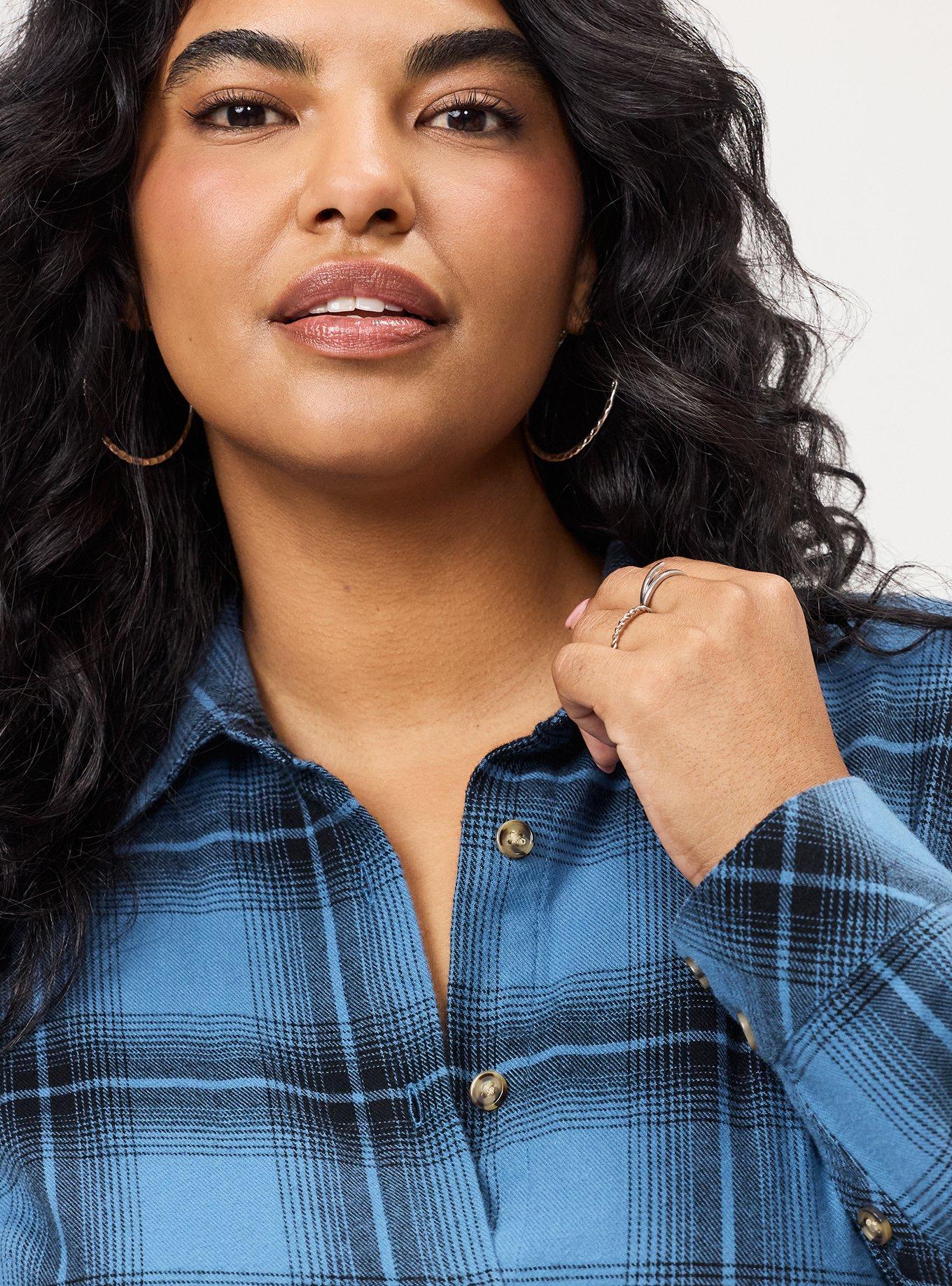 Flannel Shirt Dress, FADING PLAID BLUE, alternate