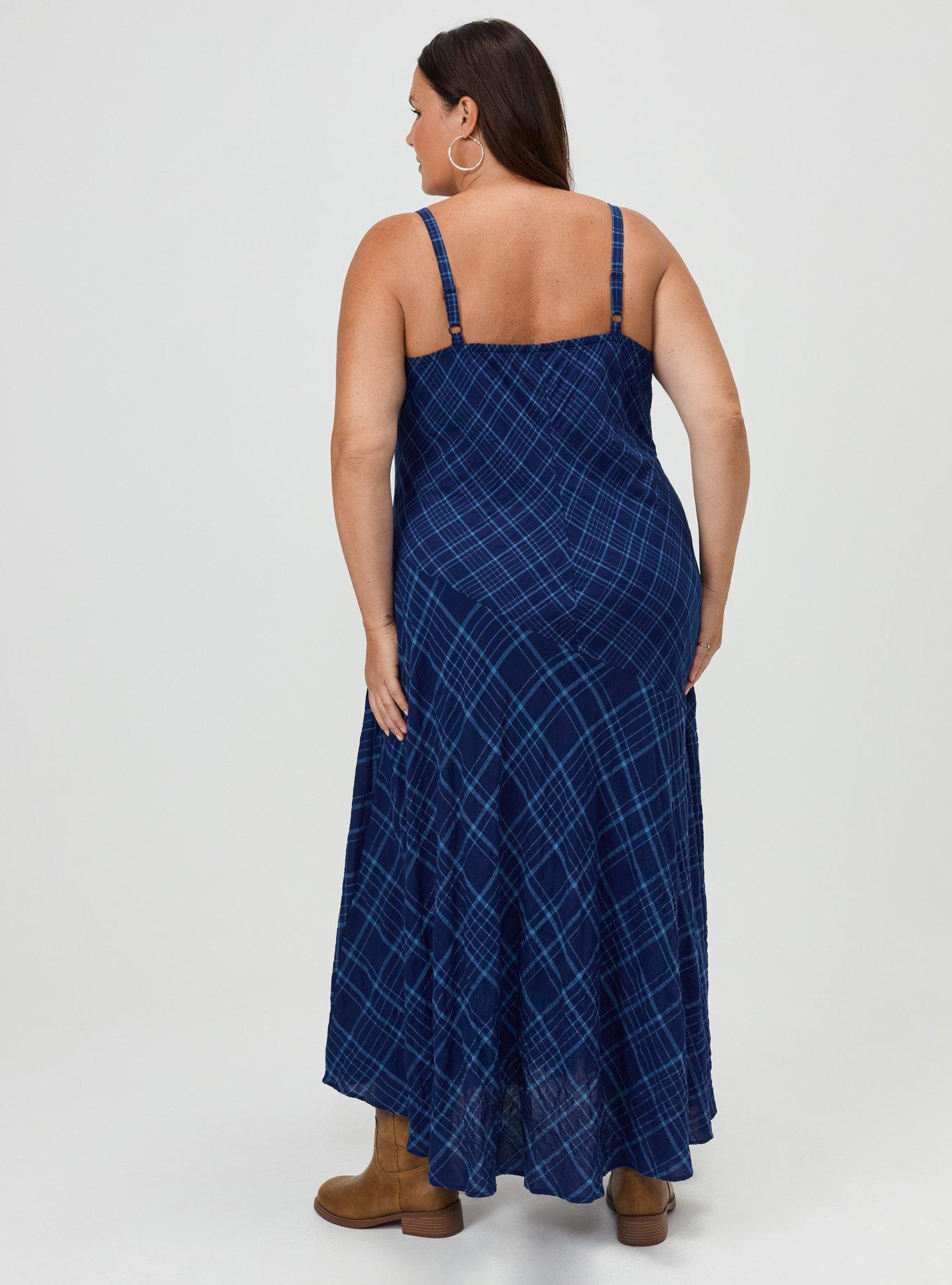 Plaid Maxi Dress, TOWN PLAID BLUE BIAS, alternate