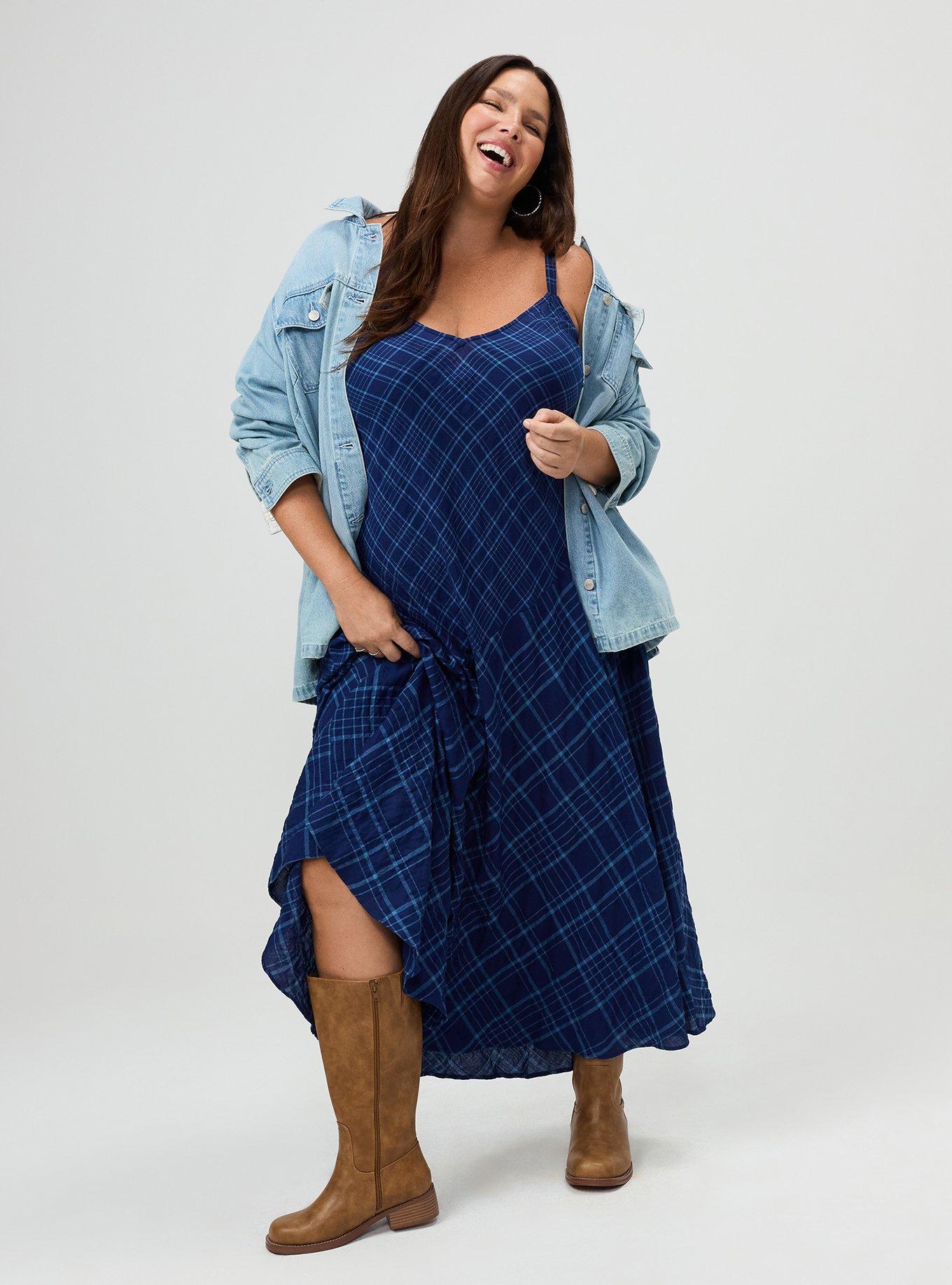 Plaid Maxi Dress, TOWN PLAID BLUE BIAS, alternate