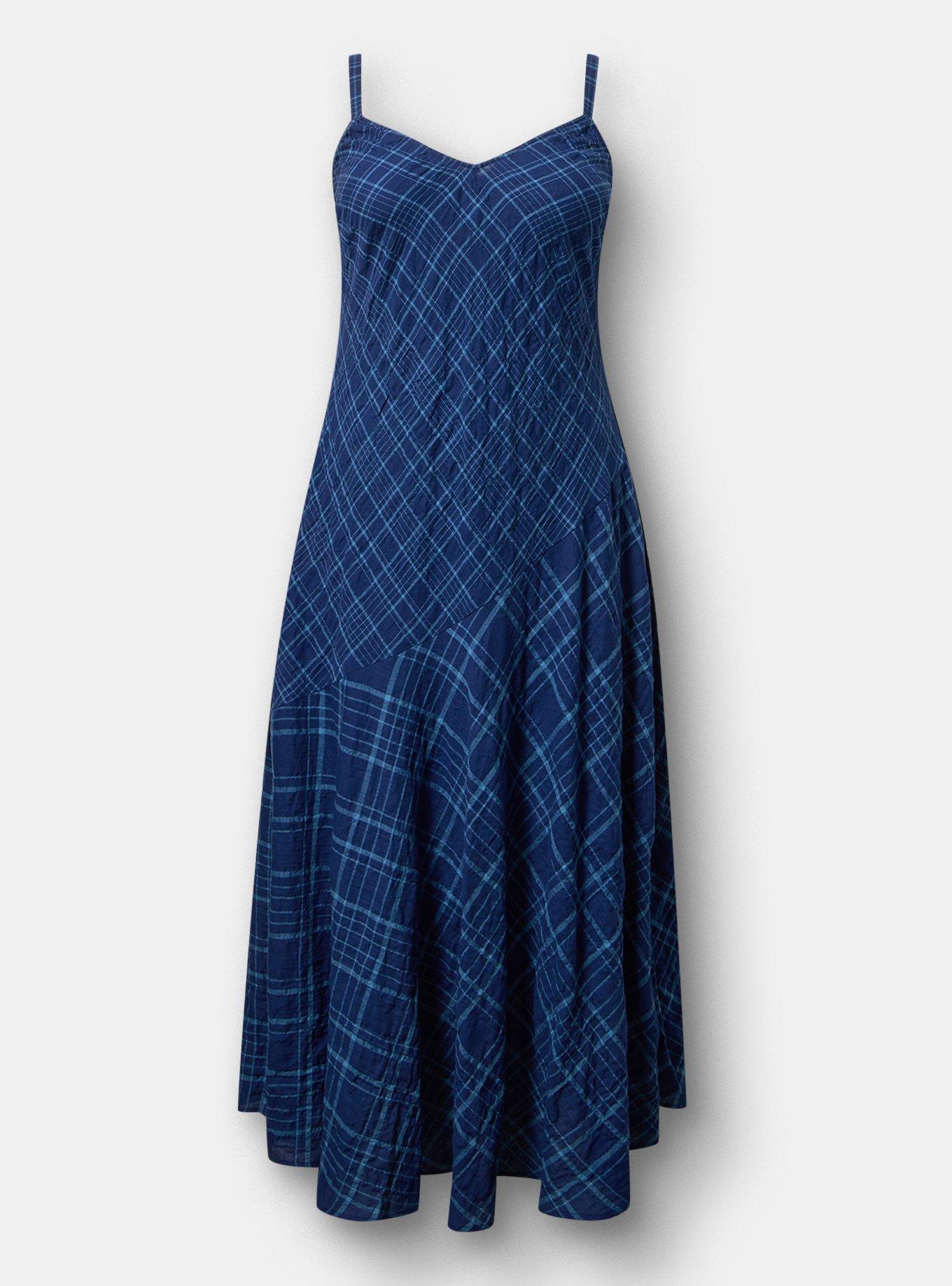 Plaid Maxi Dress, TOWN PLAID BLUE BIAS, hi-res