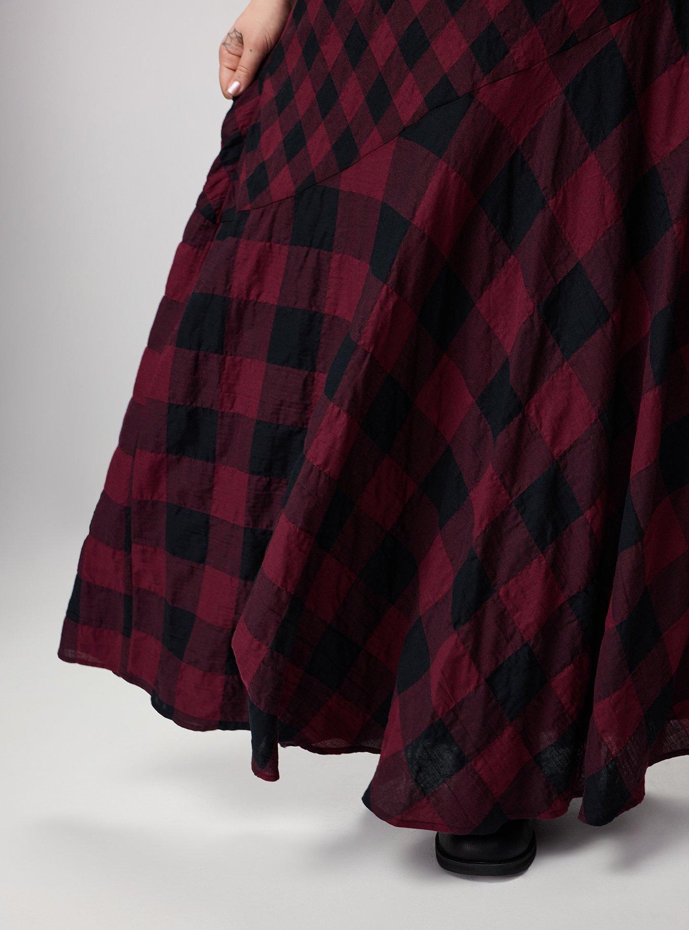 Plaid Maxi Dress, CANDANCE  BUFFALO CHECK BURGUNDY, alternate
