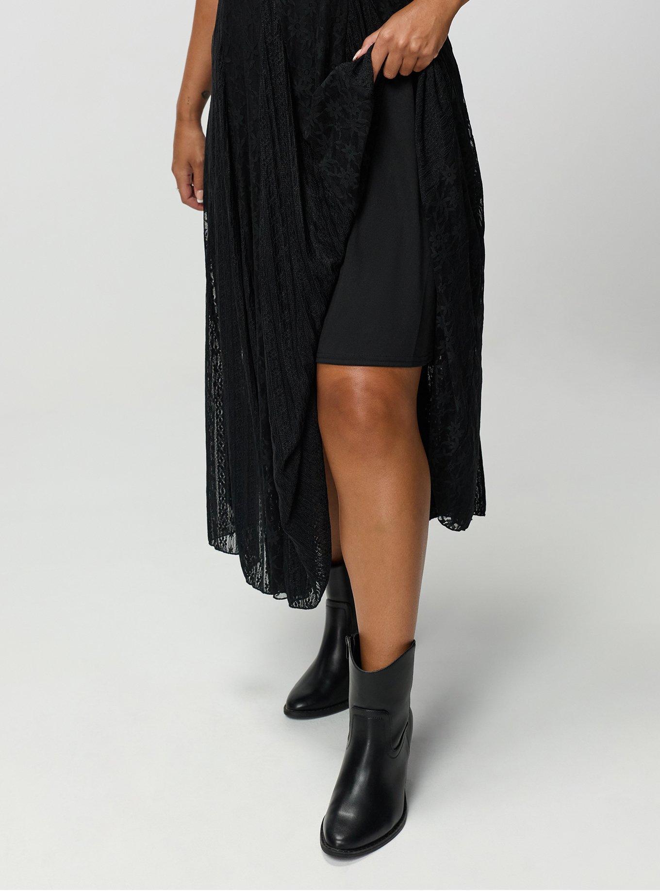 Mix Lace Maxi Dress, DEEP BLACK, alternate
