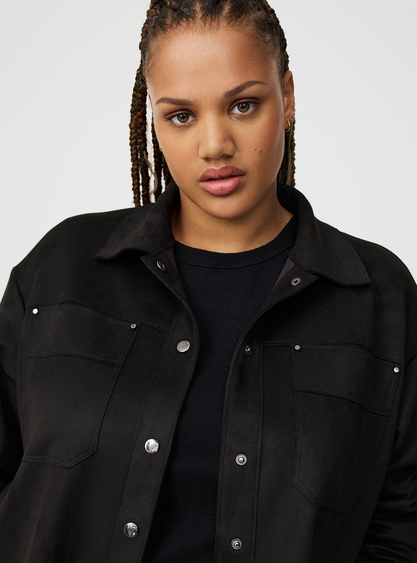 Faux Suede Shacket, DEEP BLACK, alternate