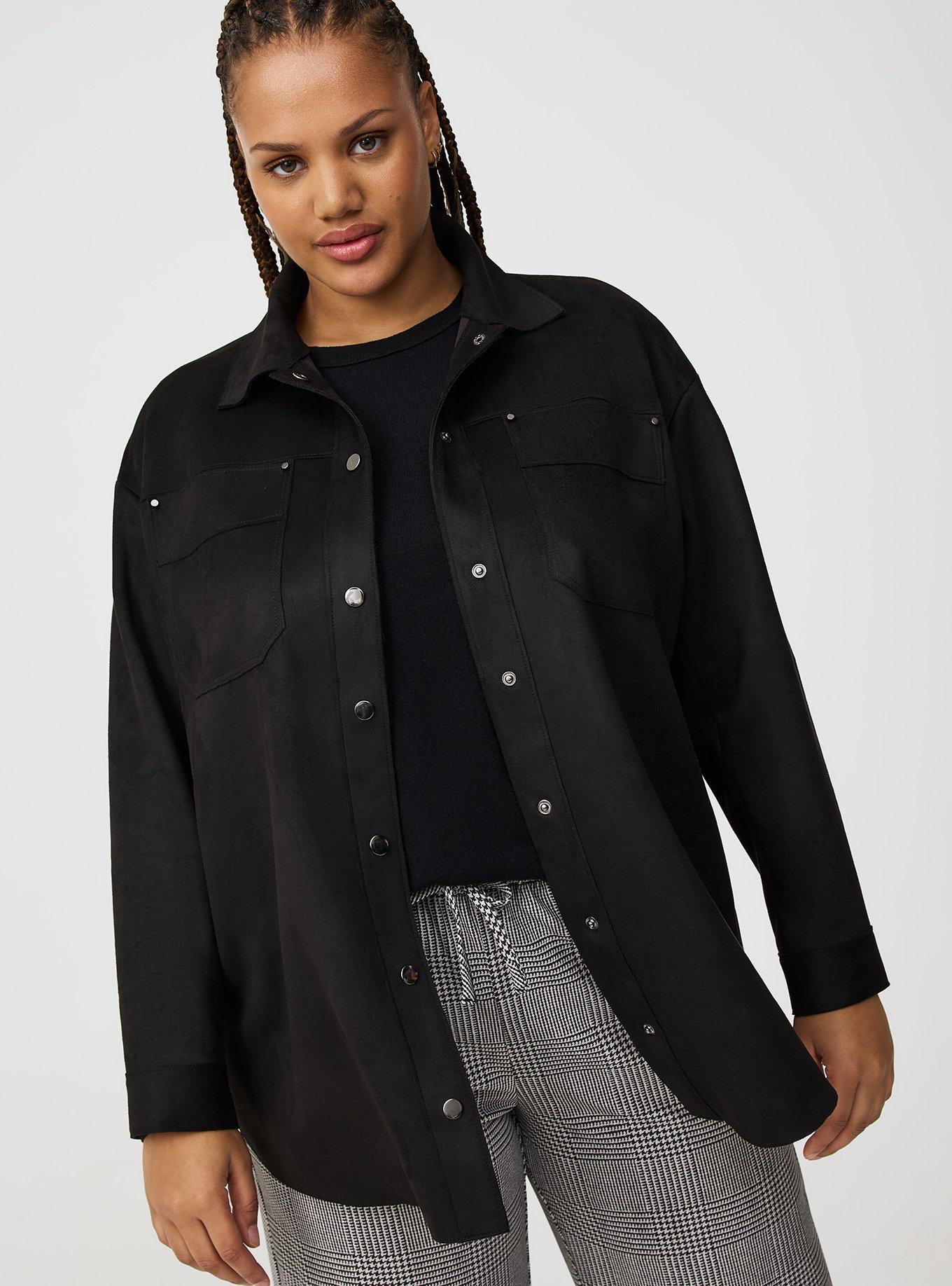 Faux Suede Shacket, DEEP BLACK, alternate