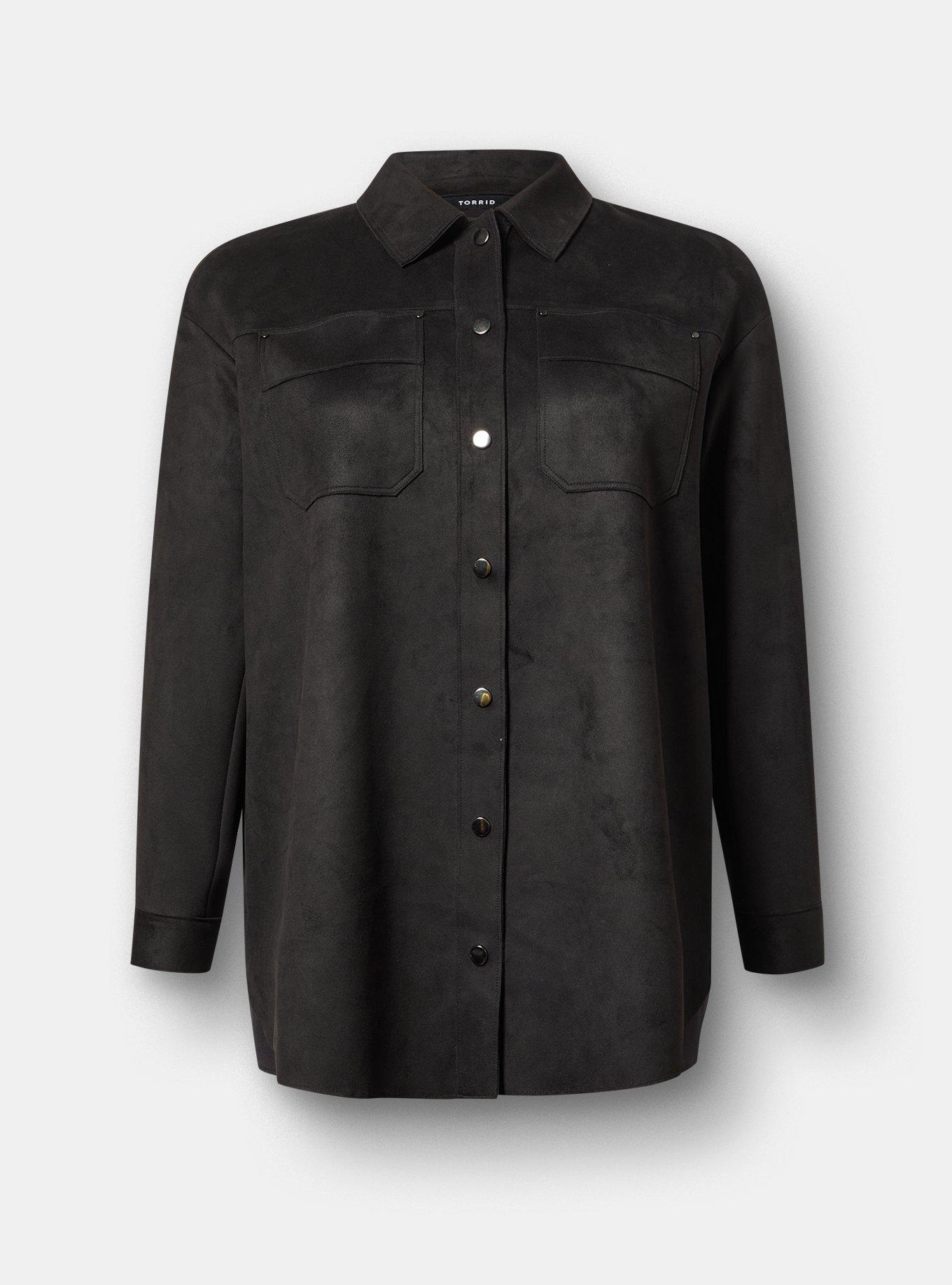 Faux Suede Shacket, DEEP BLACK, hi-res