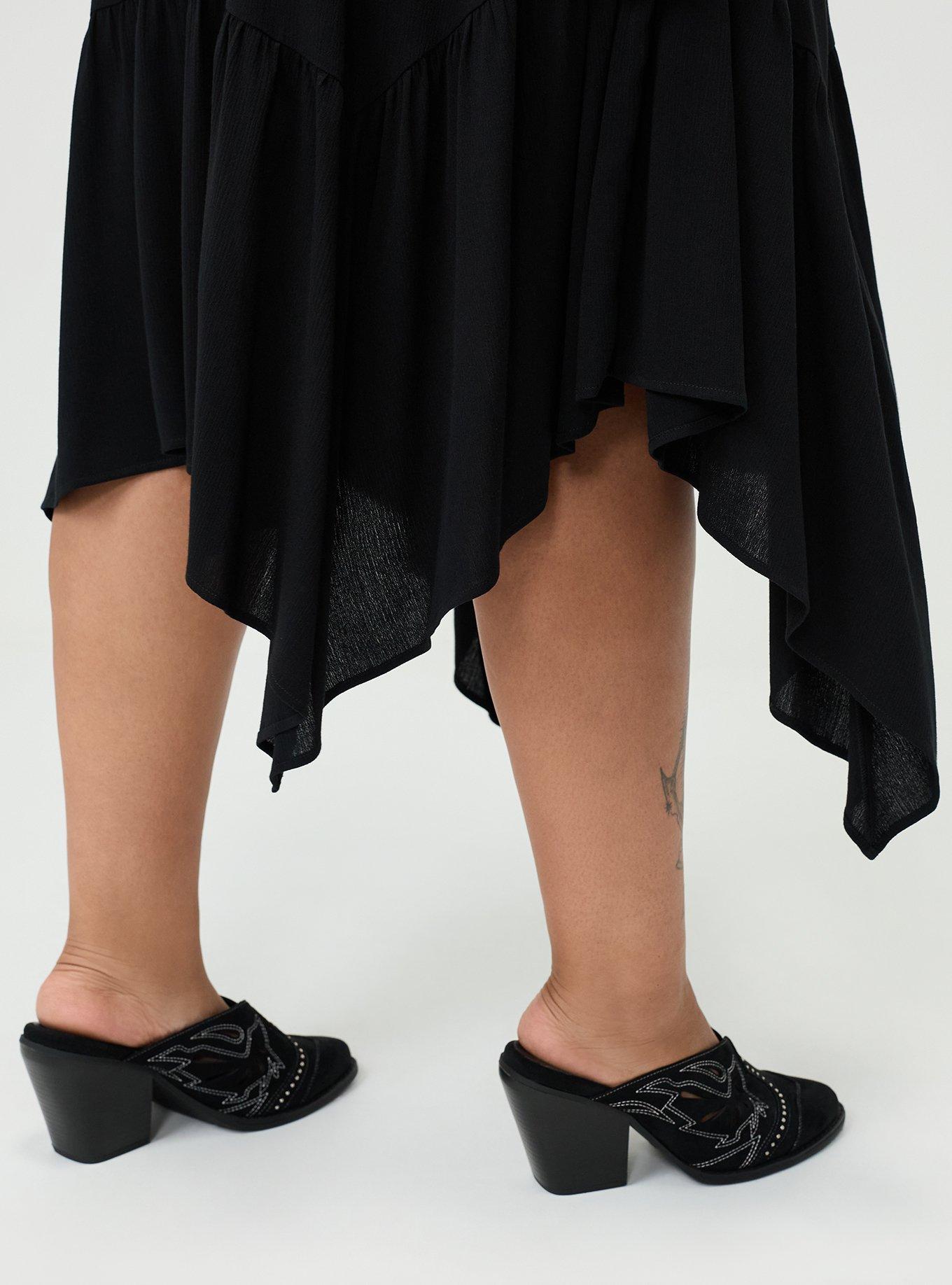 Plus Size Tiered Hanky Hem Maxi Skirt, DEEP BLACK, alternate